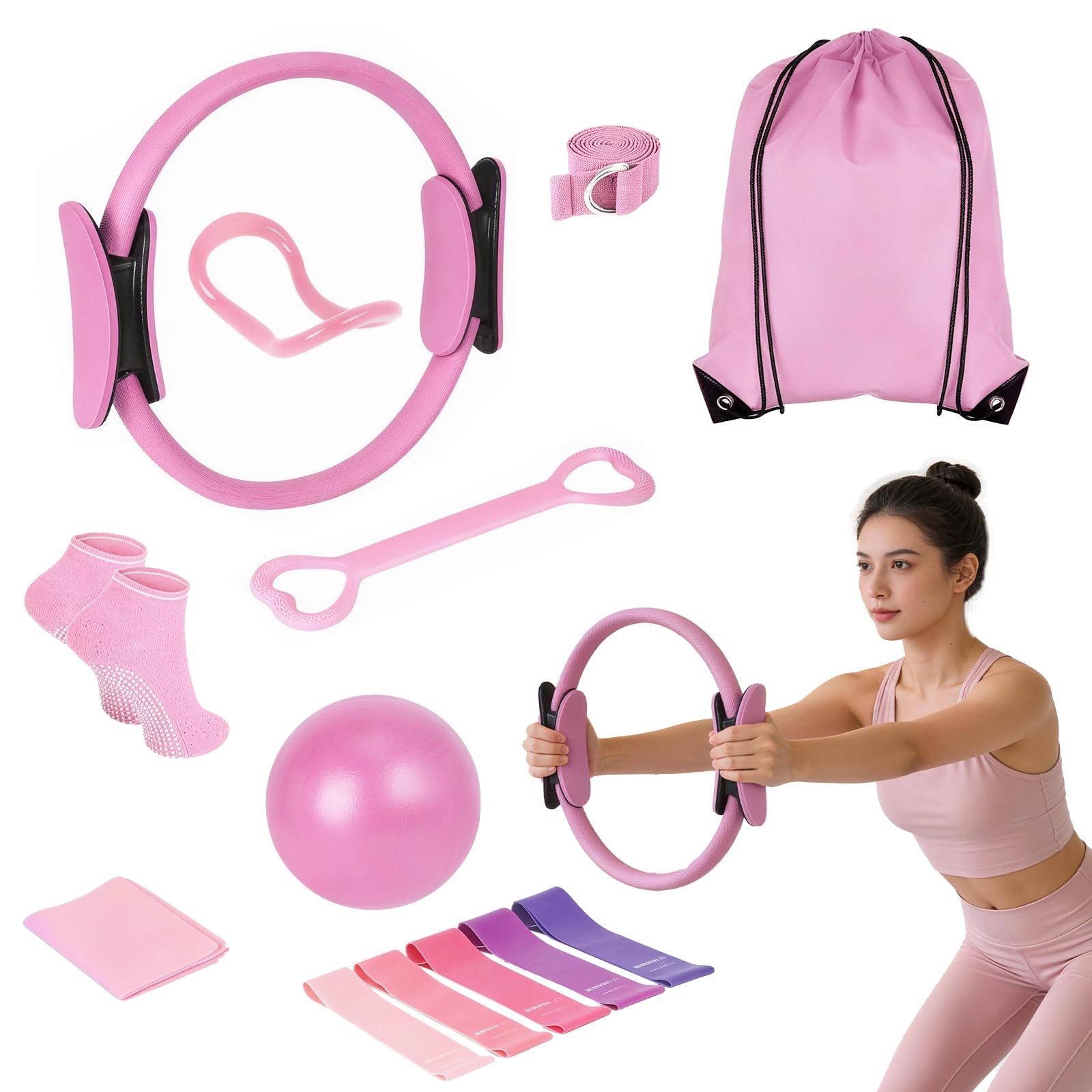 Icetop Pilates Equipment Set,Rings Exercise Ball Resistance Bands for Women
