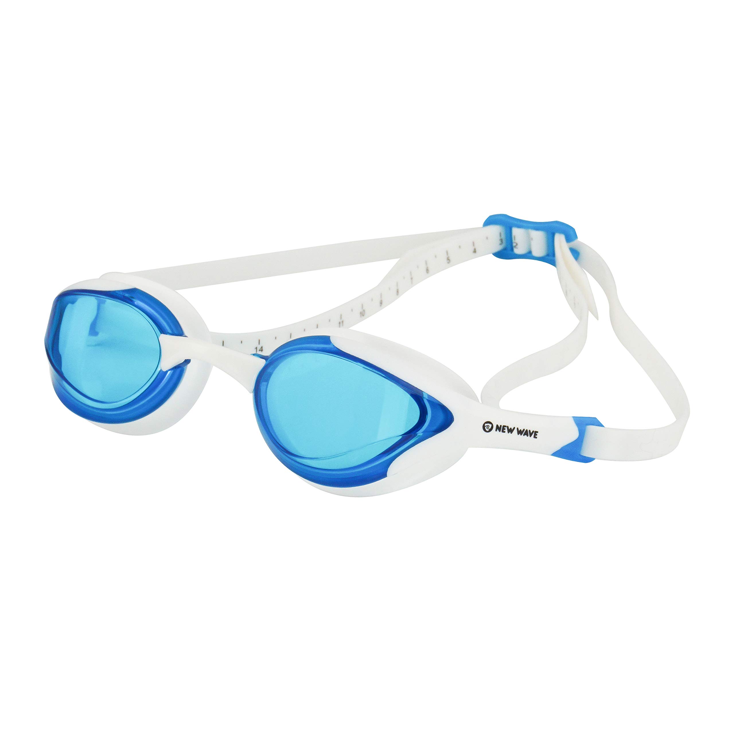 New Wave Swim Goggles With Case - Anti Fog, UV Protection, 4 Nose Bridges For Triathlon