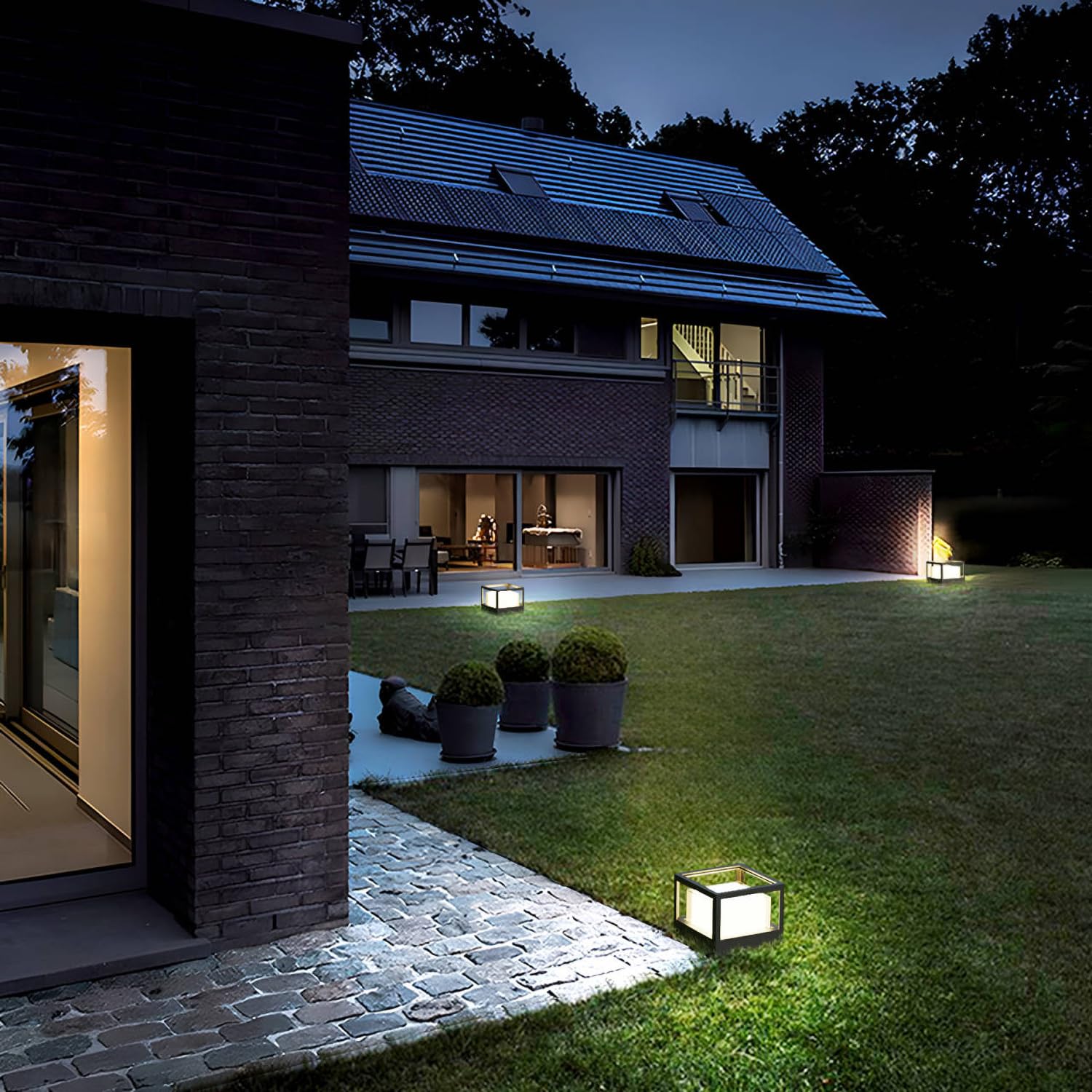 FREEUP Farolas Exterior Jardin, 15W LED Lámpara de Sobremuro Cuadrada Ip65 Luz de Camino de Aluminio, Blanco Cálido, Lámpara de Jardín Poste, Balizas Jardin, Negro