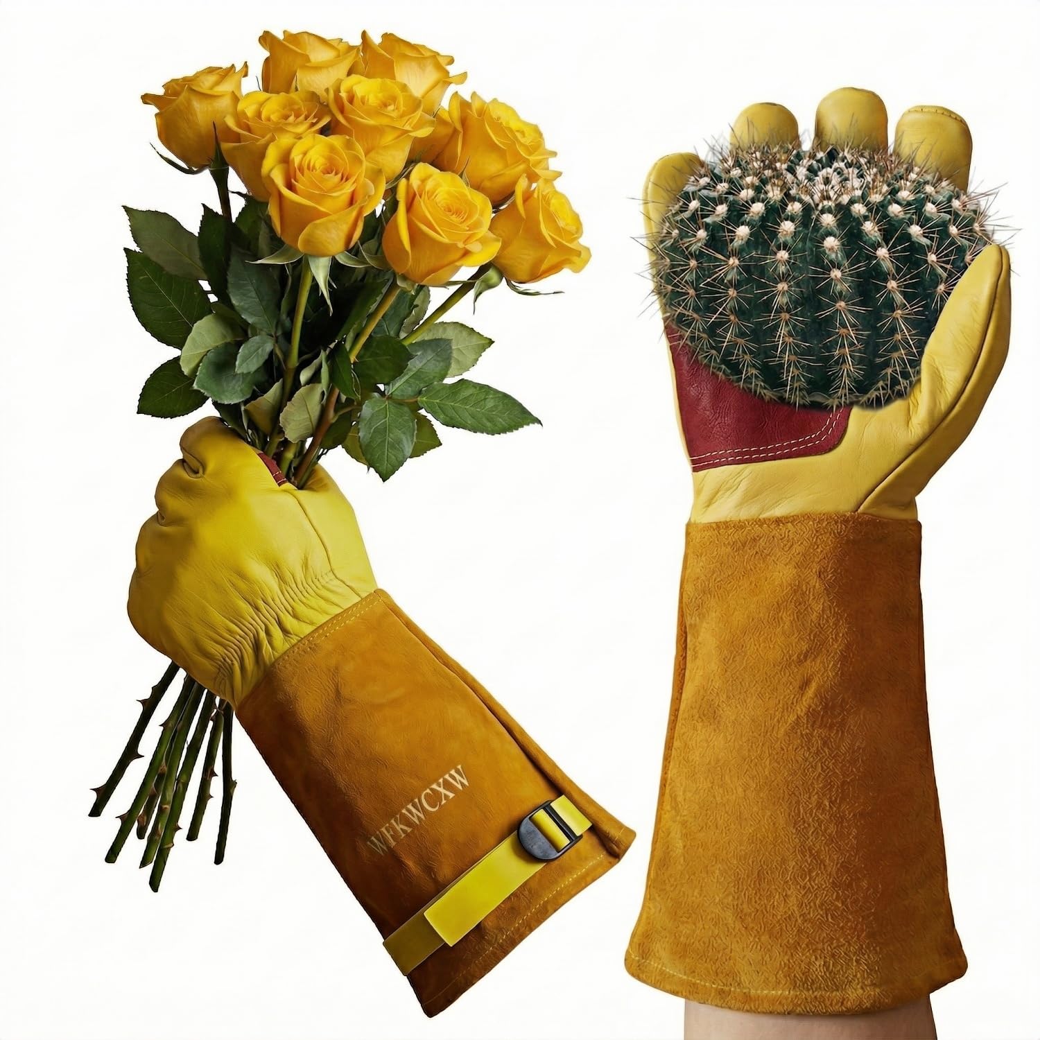 wfkwcxw Cow Leather Garden Gloves for Rose and Cactus Handling