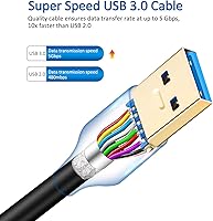 Vista 5 de Cable USB 3.0 Jelly Tang A macho a B macho 10 pies, Cable Superspeed USB 3.0 A-B/A macho a B macho - para escáner, impresoras, discos duros externos