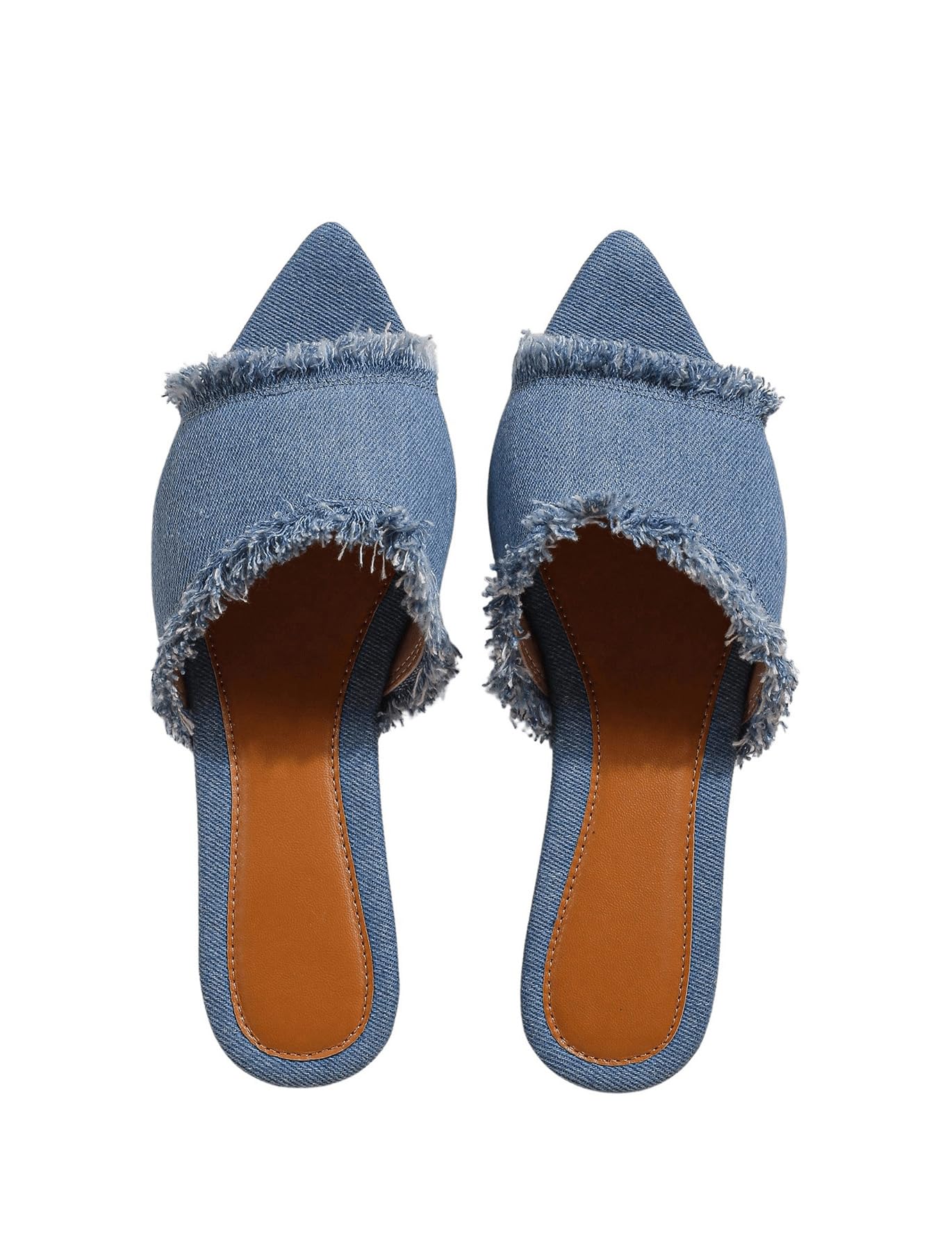 Verdusa Women's Pointed Toe Denim Sandals Open Toess Slip On Mules