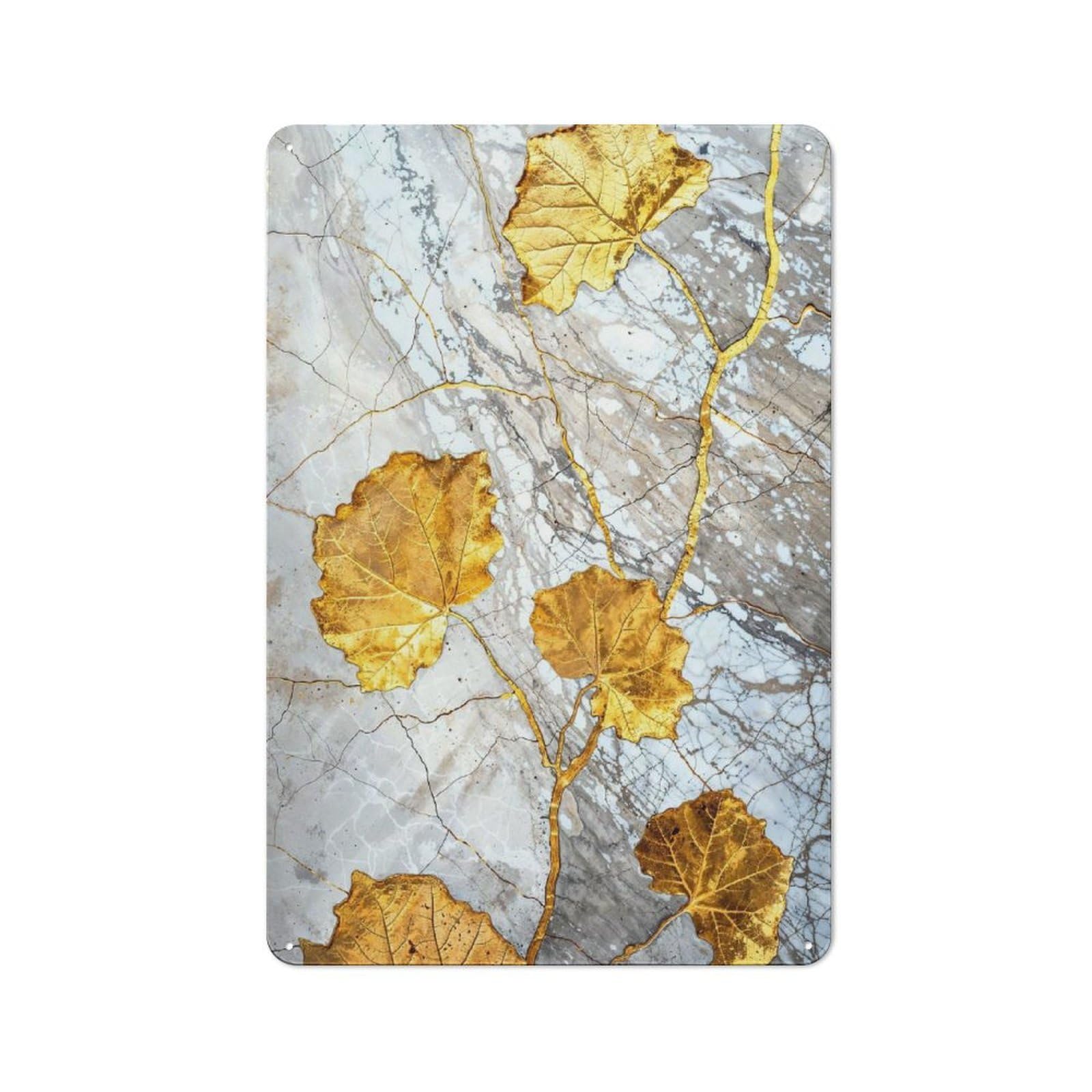 Leaf And Stone Tin Wall Sign, Bright Printed Design, for Dining Room, Entrance, Cafe Or Christmas Corner, 30x20cm
