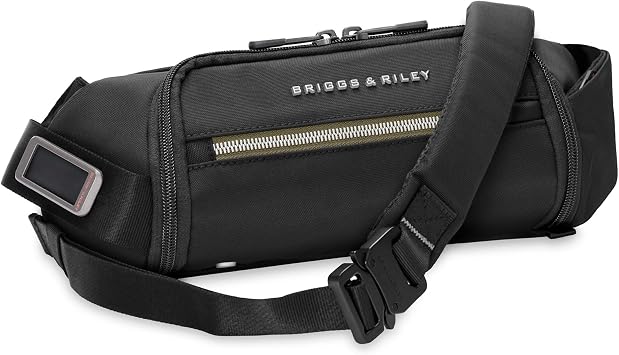 Briggs & Riley Sling Bag for Women & Men - Fanny Pack for Travel, Running, Hiking, Durable Nylon Waist Bag, Adjustable Strap for Crossbody Wear, Self-Repairing Zippers - HTA Collection, Black
