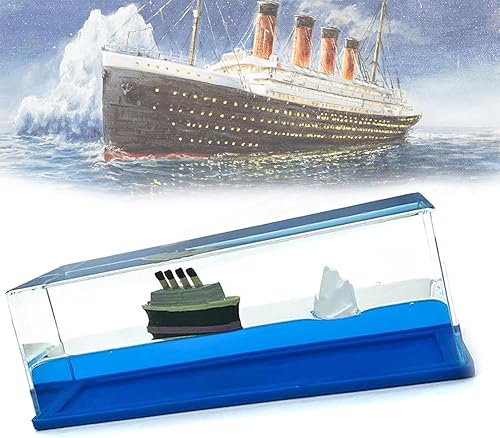 Miniatura 10 de Botella con líquido de crucero a la deriva Chilifuli, barco insumergible en una caja, modelo de barco de crucero Titanic con ola líquida, barco