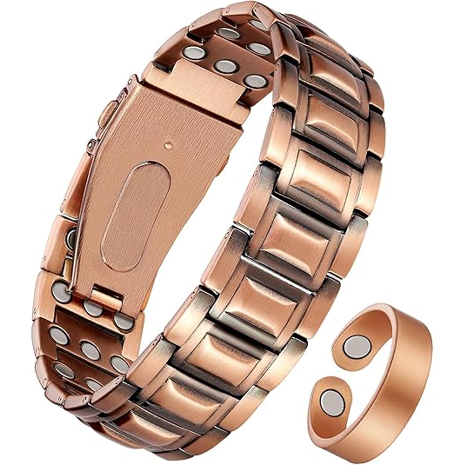 Pulsera de cobre para hombres, pulsera de hombres con 3X fuerza magnética ajustable de 3500 Gauss — view 8