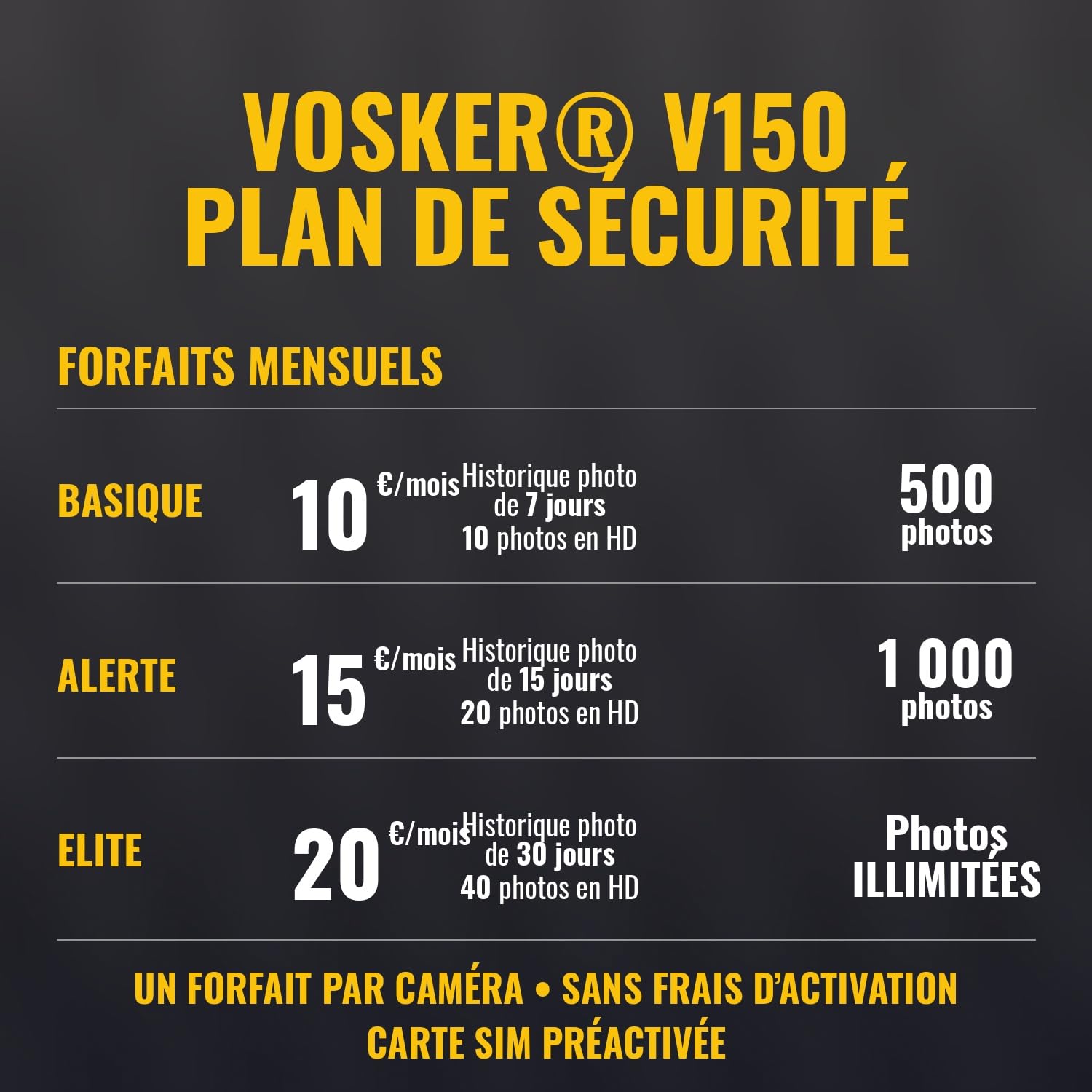 Vosker V150 Caméra Surveillance Solaire 4G-LTE, IP65