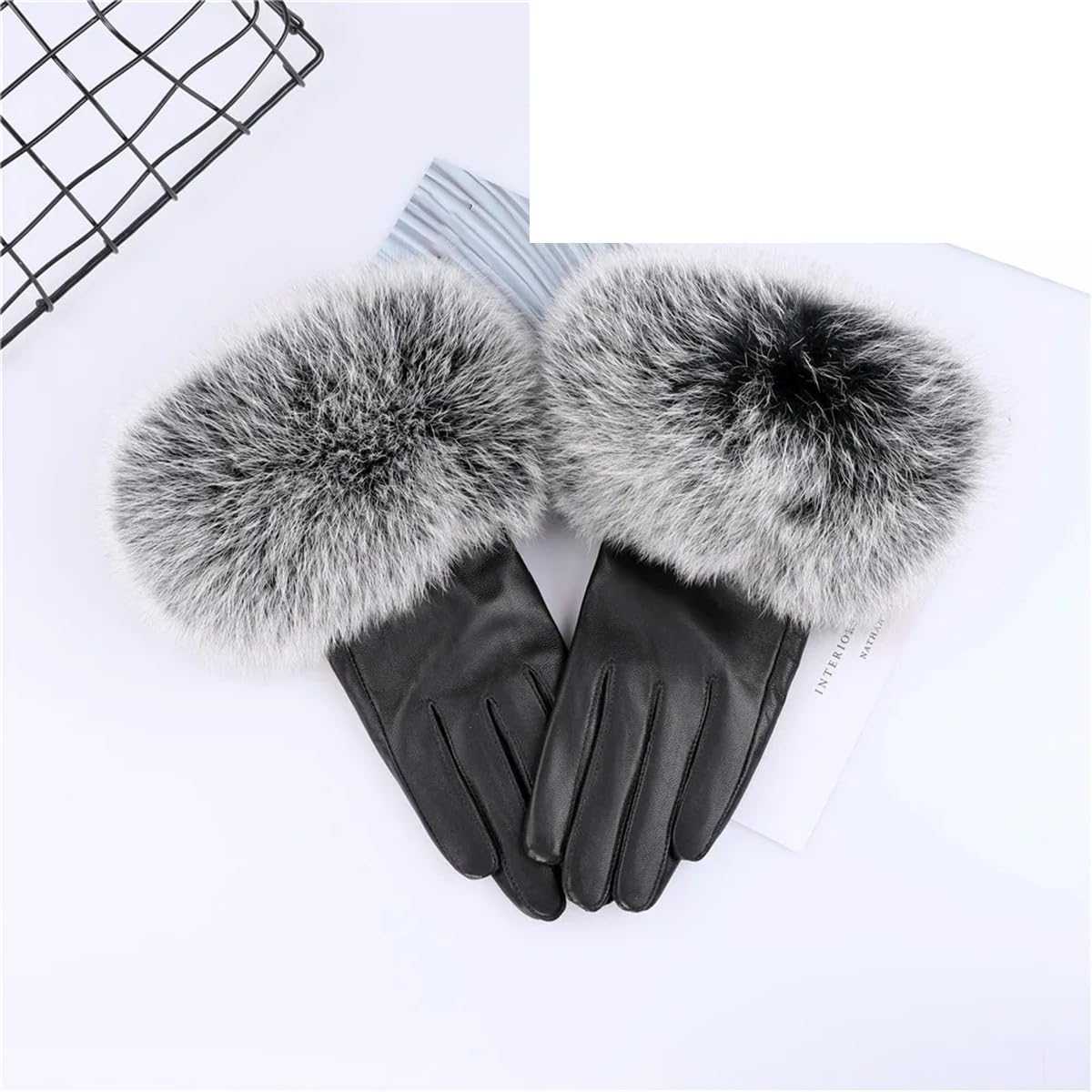 Guantes De Muñeca De Cuero Genuino Para Mujer Guantes De Moda Cálidos De Invierno