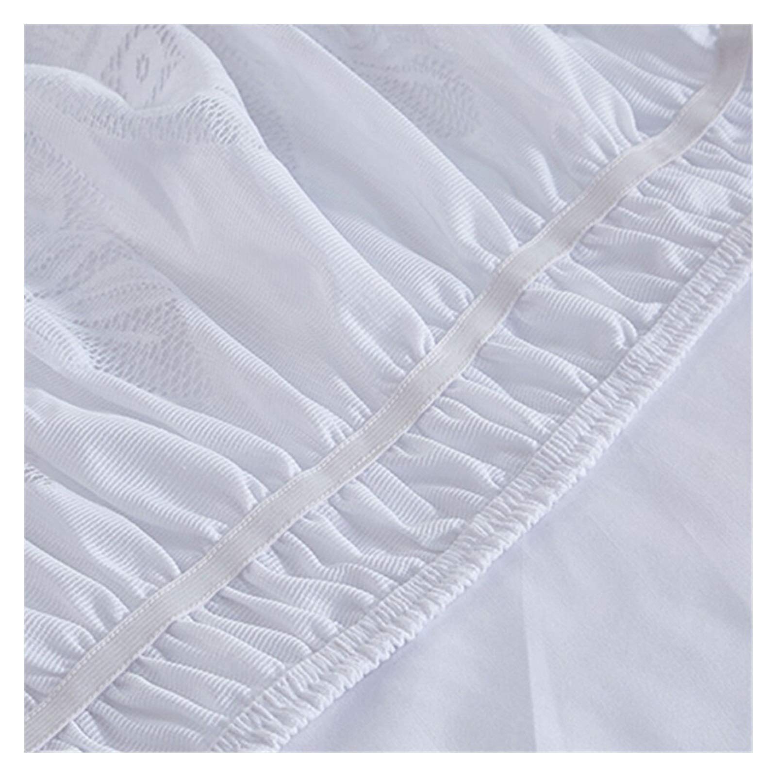 Giroletto,Gonna Letto Gonna da letto elasticizzata con rifiniture in pizzo bianco, 4 misure, senza pieghe e polvere, può essere utilizzata for biancheria da letto semplice e delicata in camera doppia(