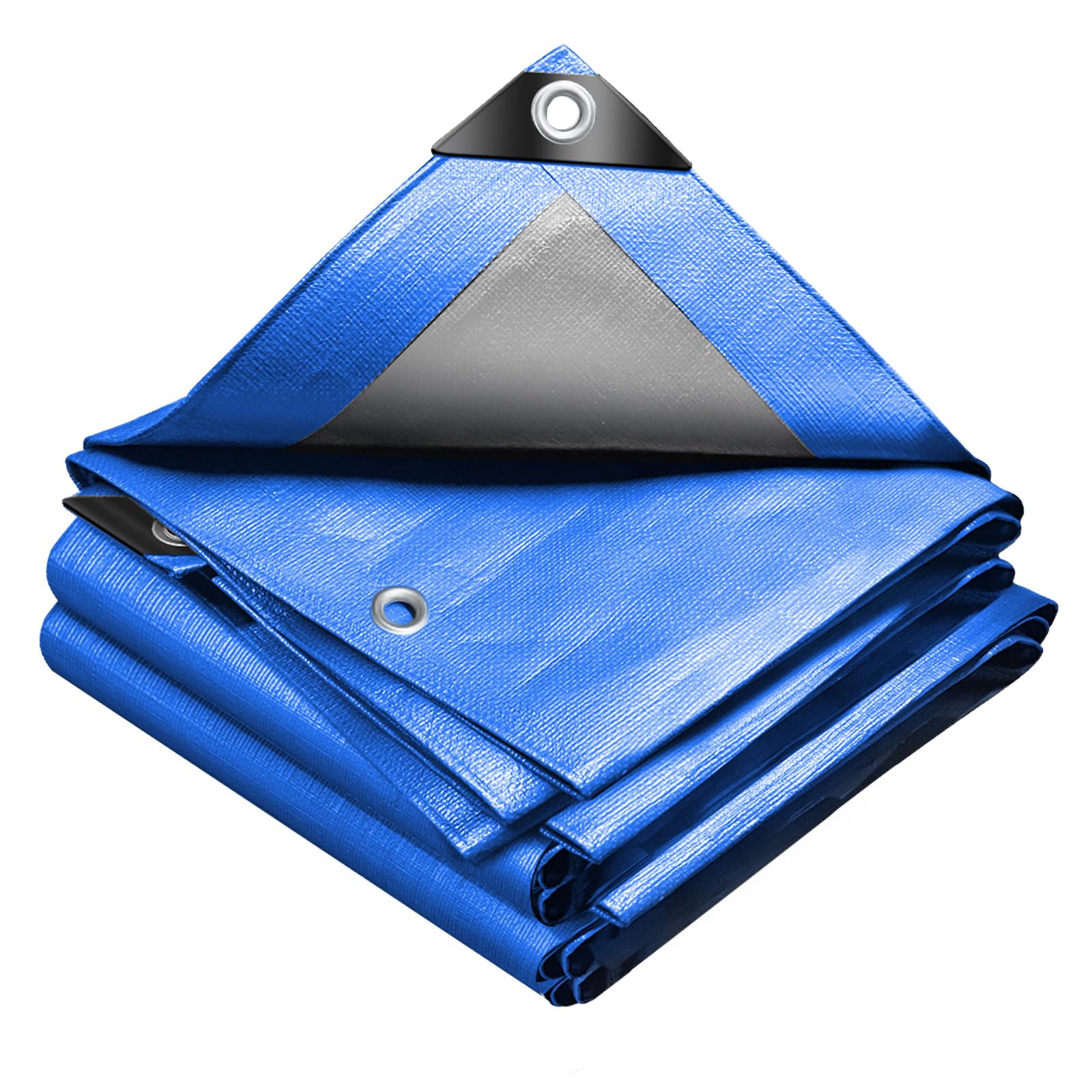 VOUNOT® 3x4m Abdeckplane 240 g/m² Wasserdicht LKW Plane mit Ösen, Schutzplane Gewebeplane für Gartenmöbel Holz Trampolin Poll Auto, Reißfest Beidseitig Beschichtet, Blau-Silber