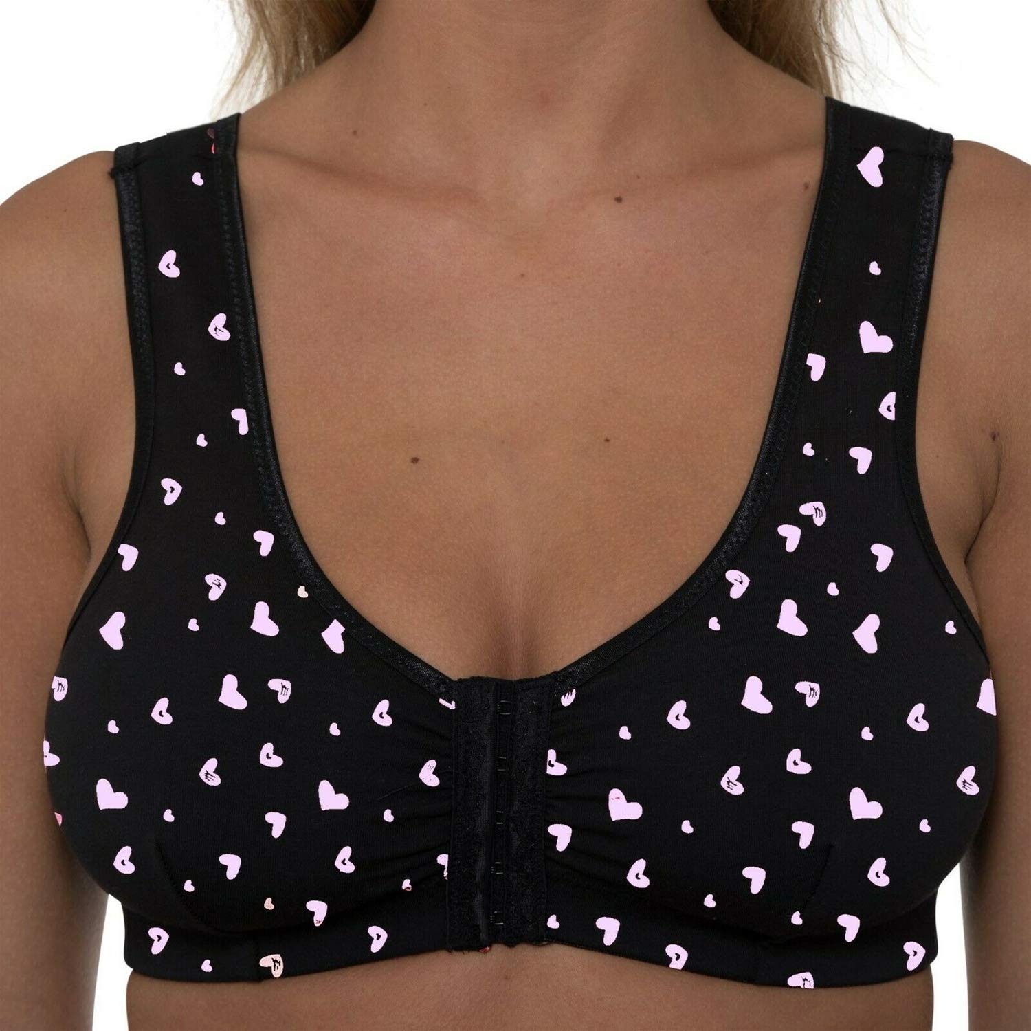 Undercover Women's Black Heart Cotton Front Fastening Bra Cb222 Heart 42