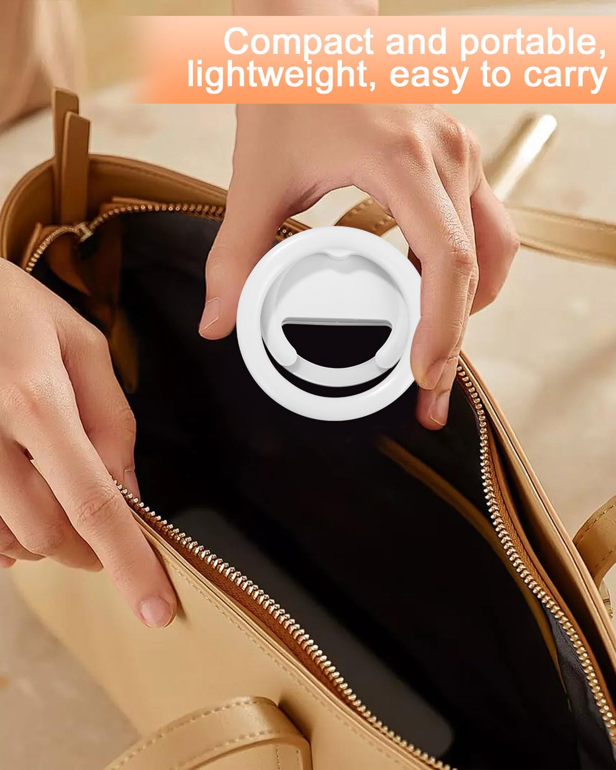 Ring Light Telefono Bianco,Temperatura Colore Regolabile da 3000K a 7000K, 5 livelli di Luminosità Regolabili, Adatto per Selfie, Laptop/Tablet,YouTube, TikTok, Video