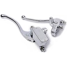 Astra Depot 1" 25mm Chrome Left Clutch Lever Brake Master Cylinder Pair