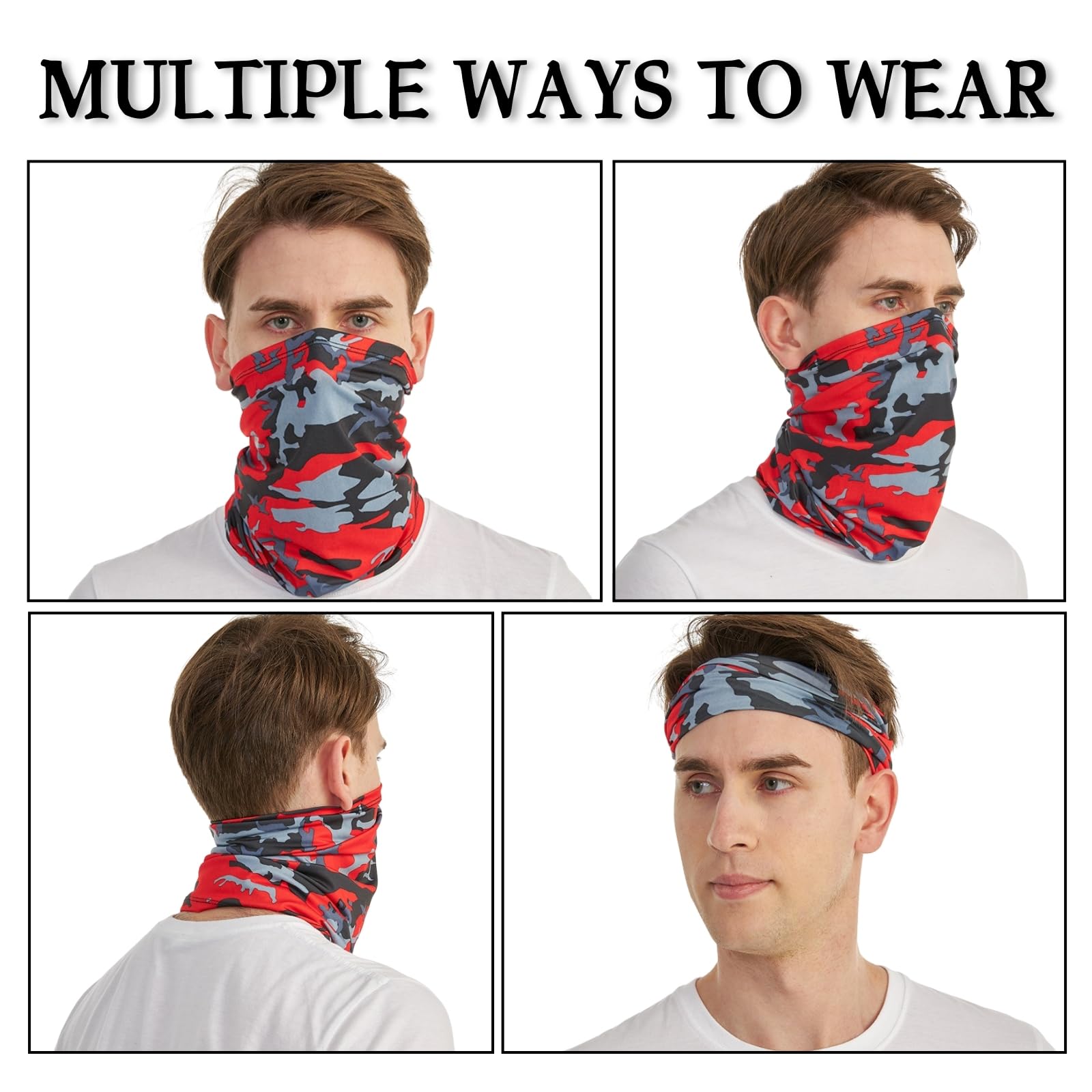 KEYRI 4 Piezas Pañuelo de Hombre Mujer Calentador de Cuello Braga Cuello Moto Mascarilla Multifuncional Deporte Calentador Pasamontañas Máscara de Esquí Ciclismo Senderismo Correr Aire Libre (Vistoso)