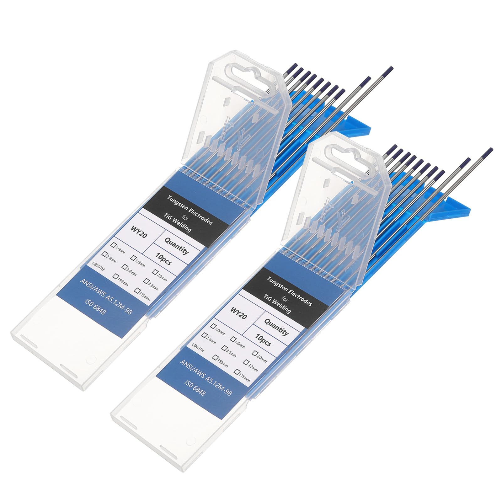 QUARKZMAN 20 Piezas de Electrodos de Tungsteno Para Soldadura TIG 3/32" x 7" 1.8-2.2% Itrio Para Soldadura de Acero Inoxidable, Aleaciones de Aluminio y Magnesio, Azul Oscuro WY20