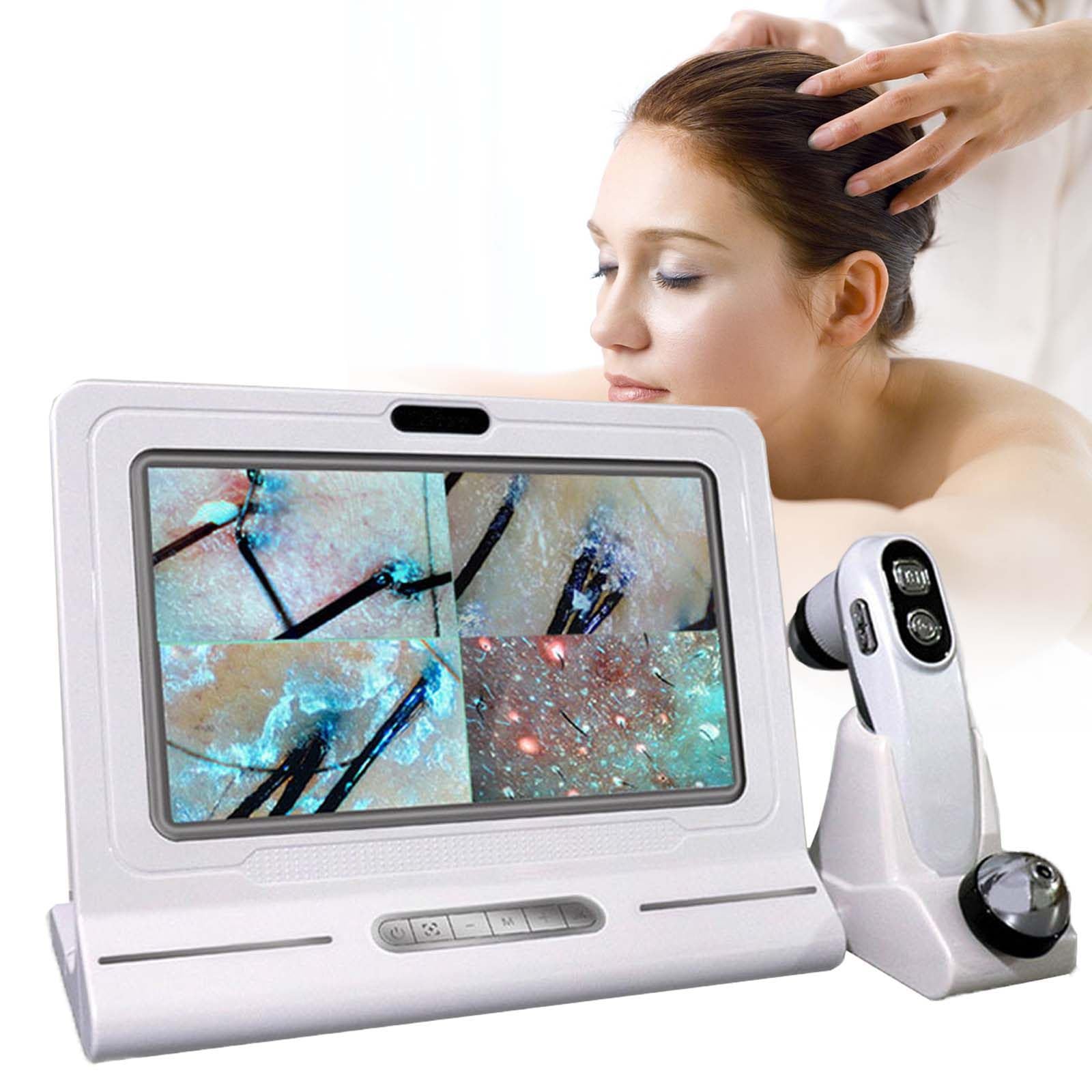 GEHPYYDS Skin Diagnosis Hair Analyzer,11inch 50X 200X Digital Charging Type Microscope Scalp Hair Follicle Skin Hair Detector Analyser Machine for Home, Beauty Salon Spa