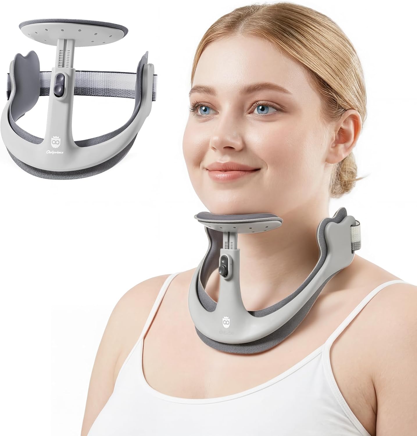 Posture Corrector for Neck & Cervical Spine Alignment - 360° Adjustable Neck Collar with 28 Levels, Memory Foam Support for Pain Relief, Tech Neck, Hump & Forward Head Posture (Gray, X-Large)