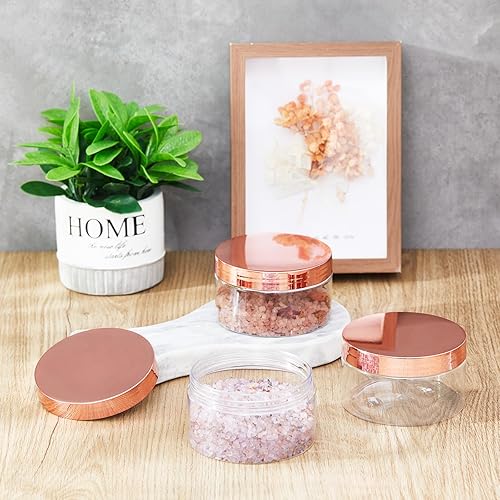 Miniatura 10 de Uiifan 48 frascos cosméticos de plástico de 8 onzas con tapas y etiquetas negras, recipientes vacíos recargables a prueba de fugas, tarros de loción