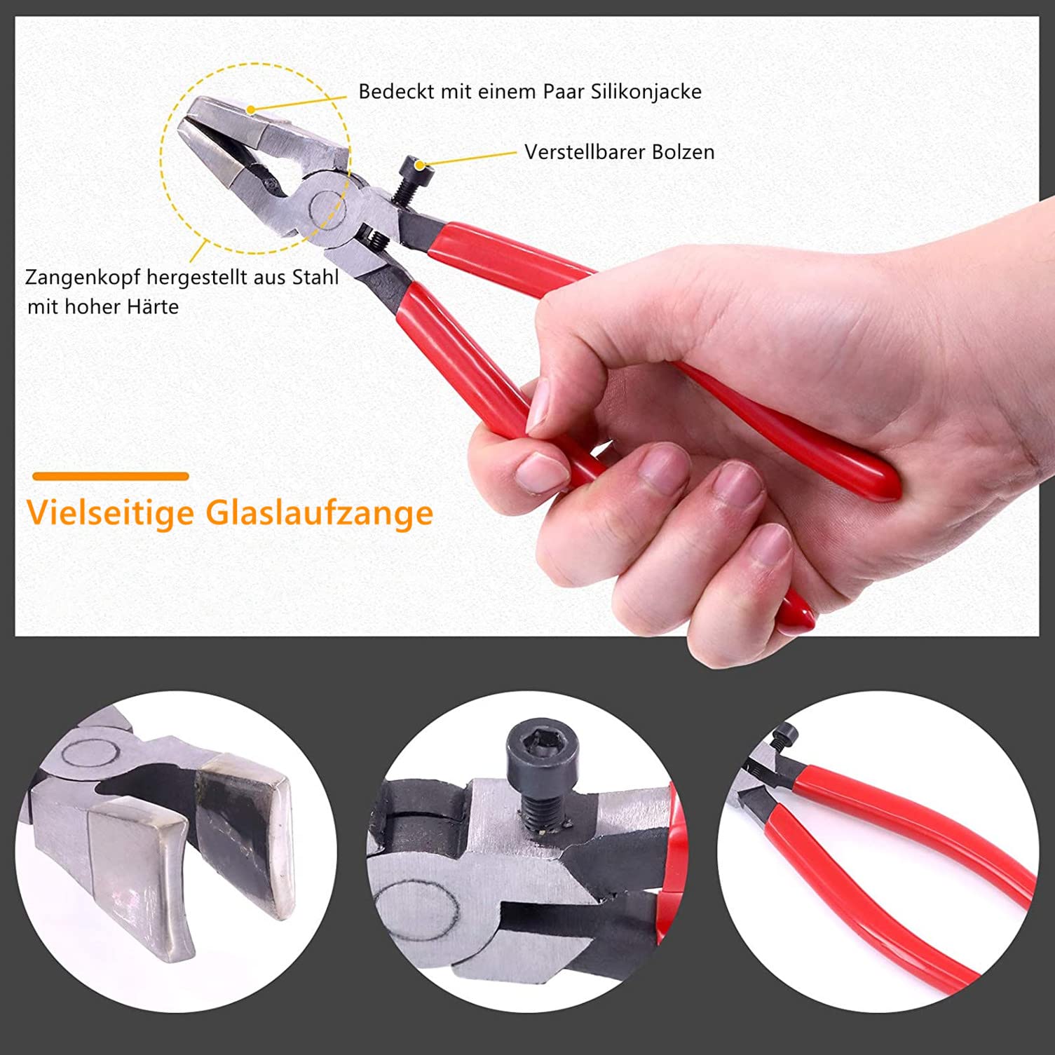 8 pezzi Taglia Set per Vetro, MUSLONG Tagliavetro Professionale, Testa da Taglio da 2mm a 20mm, Taglia Vetro a Mano Strumento, per Specchi e Mosaici in Vetro Spesso e Mattonelle
