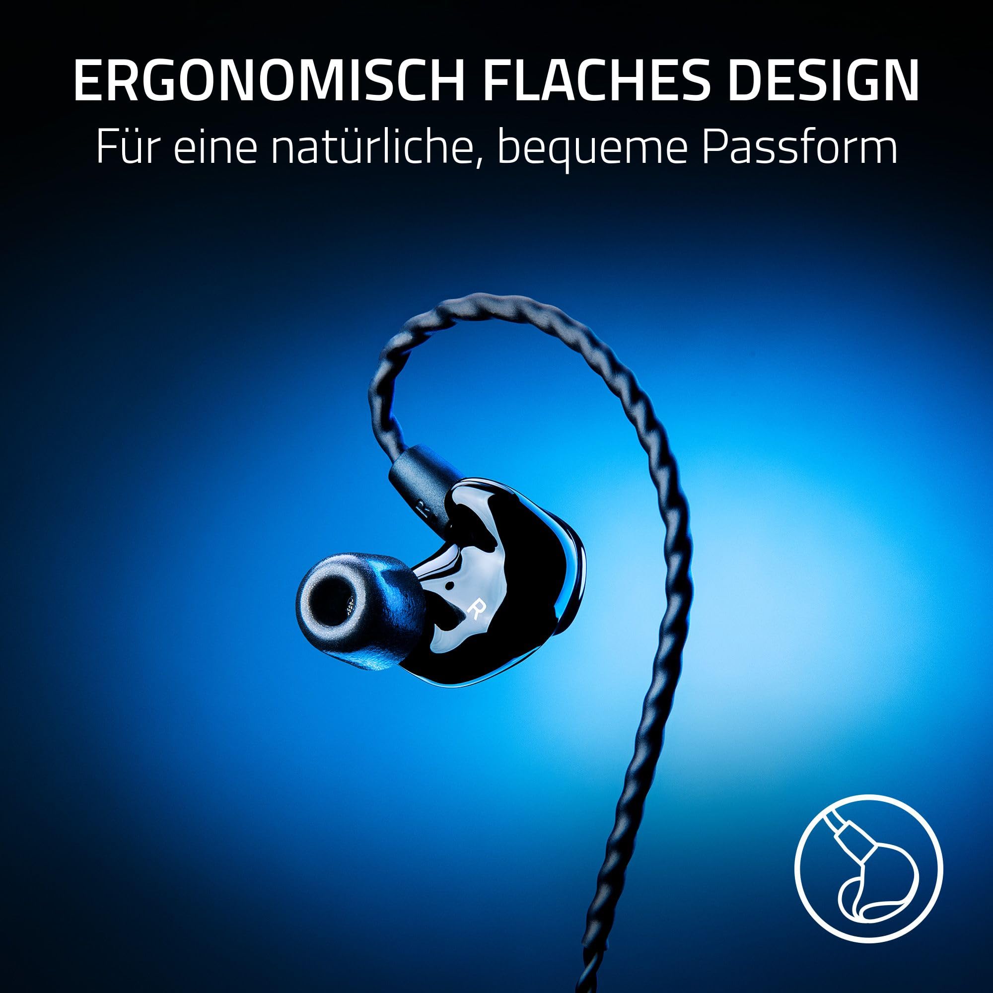Razer Moray - Ergonomischer In-Ear-Ohrhörer für Streaming 24/7 (Hybrid-Dual-Treiber-Design, Ergonomisch flaches Design, Beste passive Schallisolierung) Schwarz