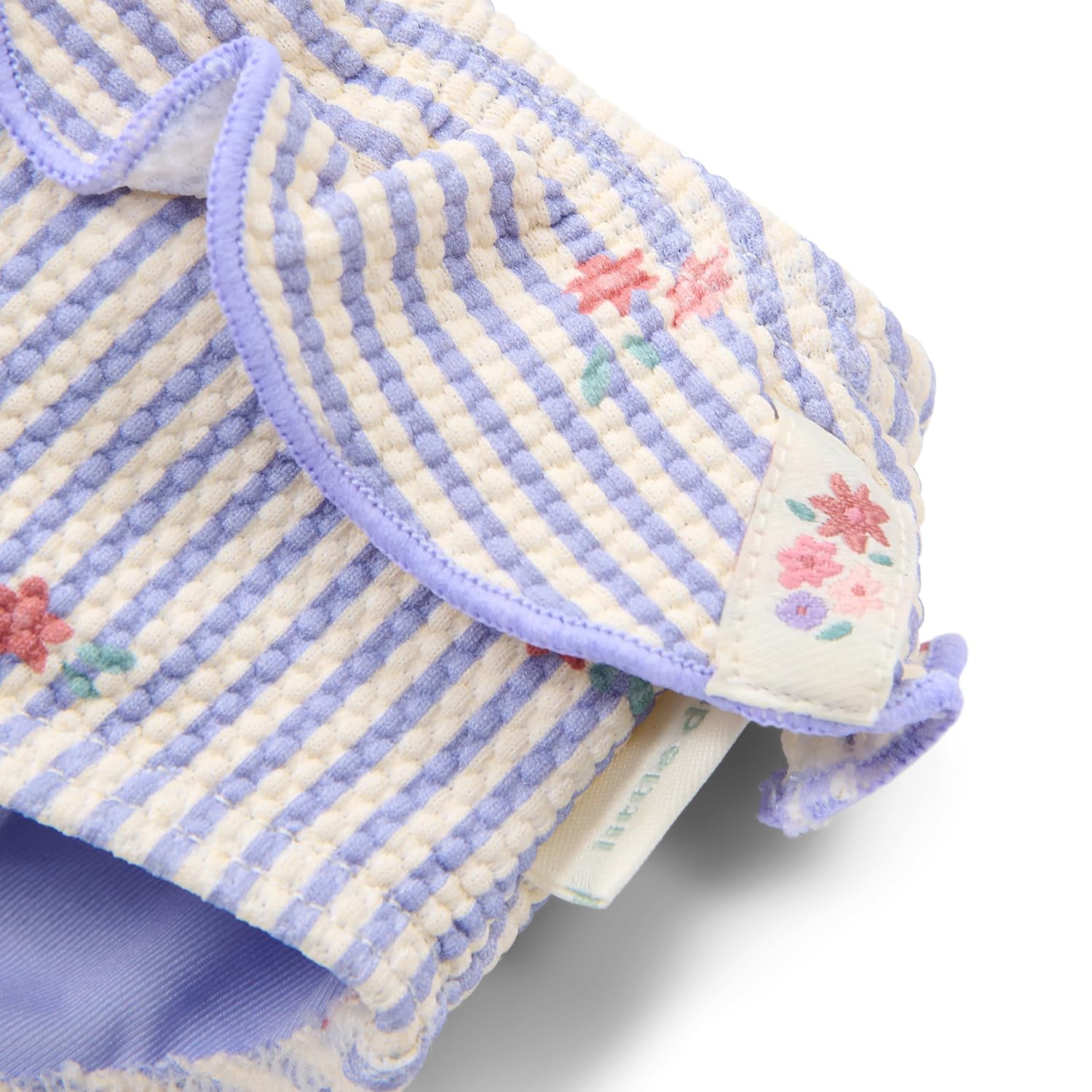 Little Dutch Kinder Badehose - Bikinihose Schwimmhose - mit Rüschen und Streifen - für Mädchen - Dreamy Stripes - lila (Gr. 98/104)