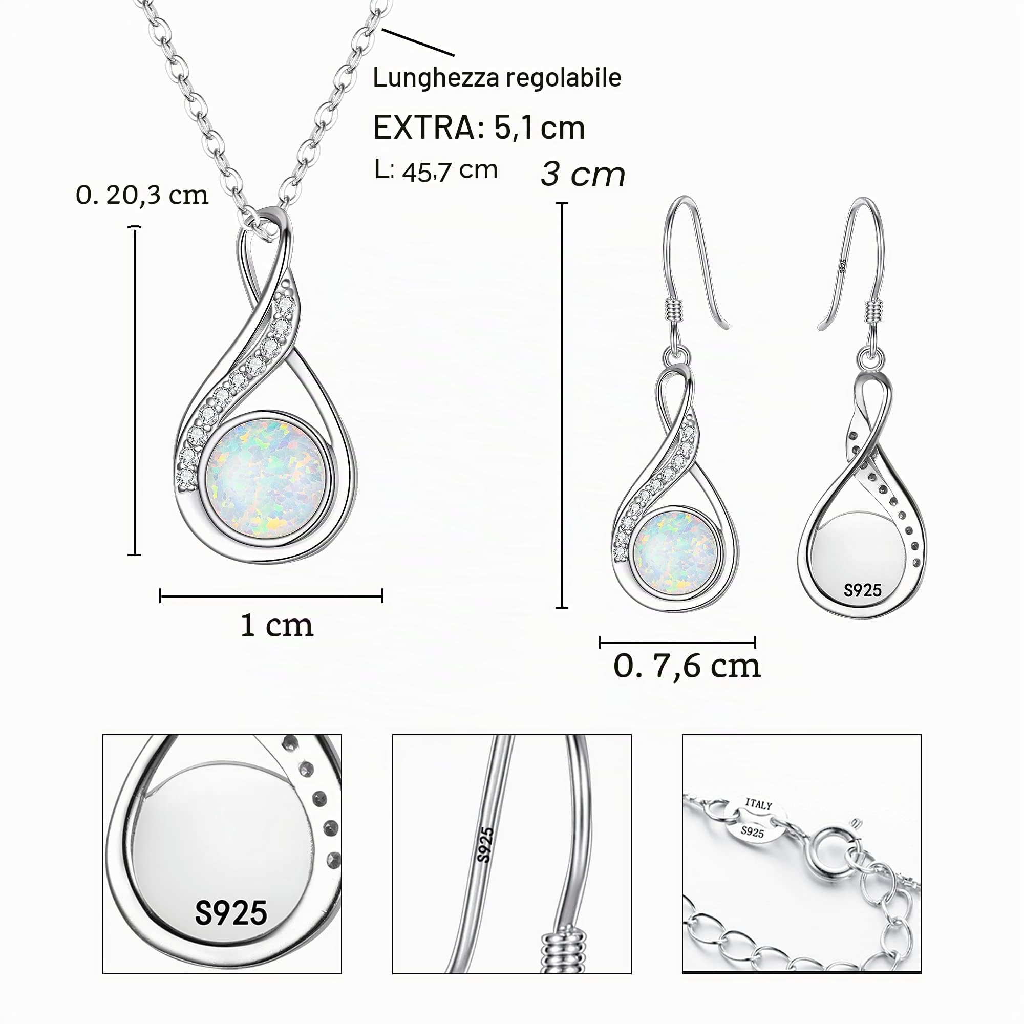 Donna Parure gioielli-Collana Orecchini Delicato Elegante con Argento e Perla Coltivata d'acqua dolce