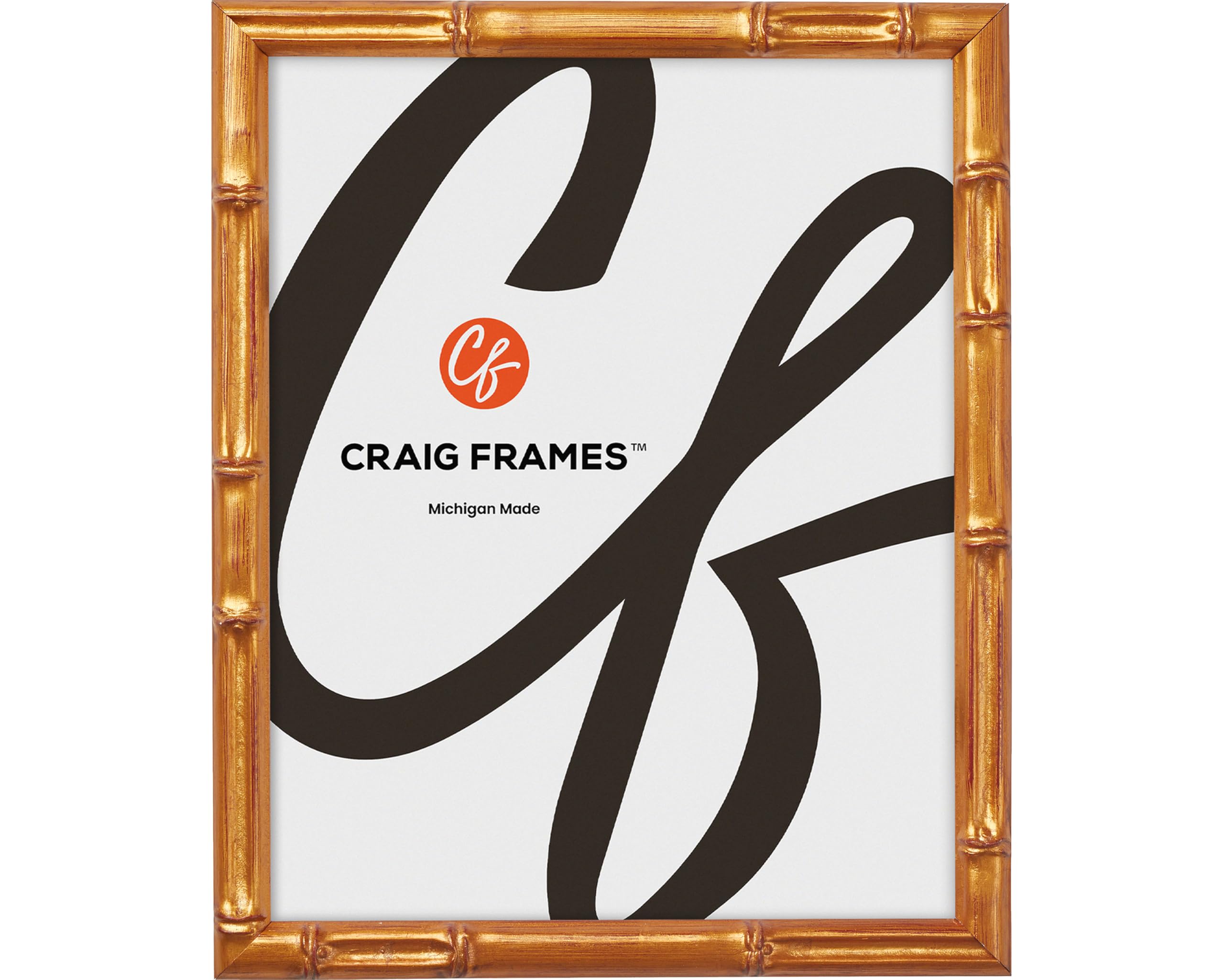 Craig Frames 11x14 Picture Frame – Vintage Gold Bamboo Style, Wood Frame with Glass, Backing, and Hanging Hardware, Decorative Wall Display for Photos or Art