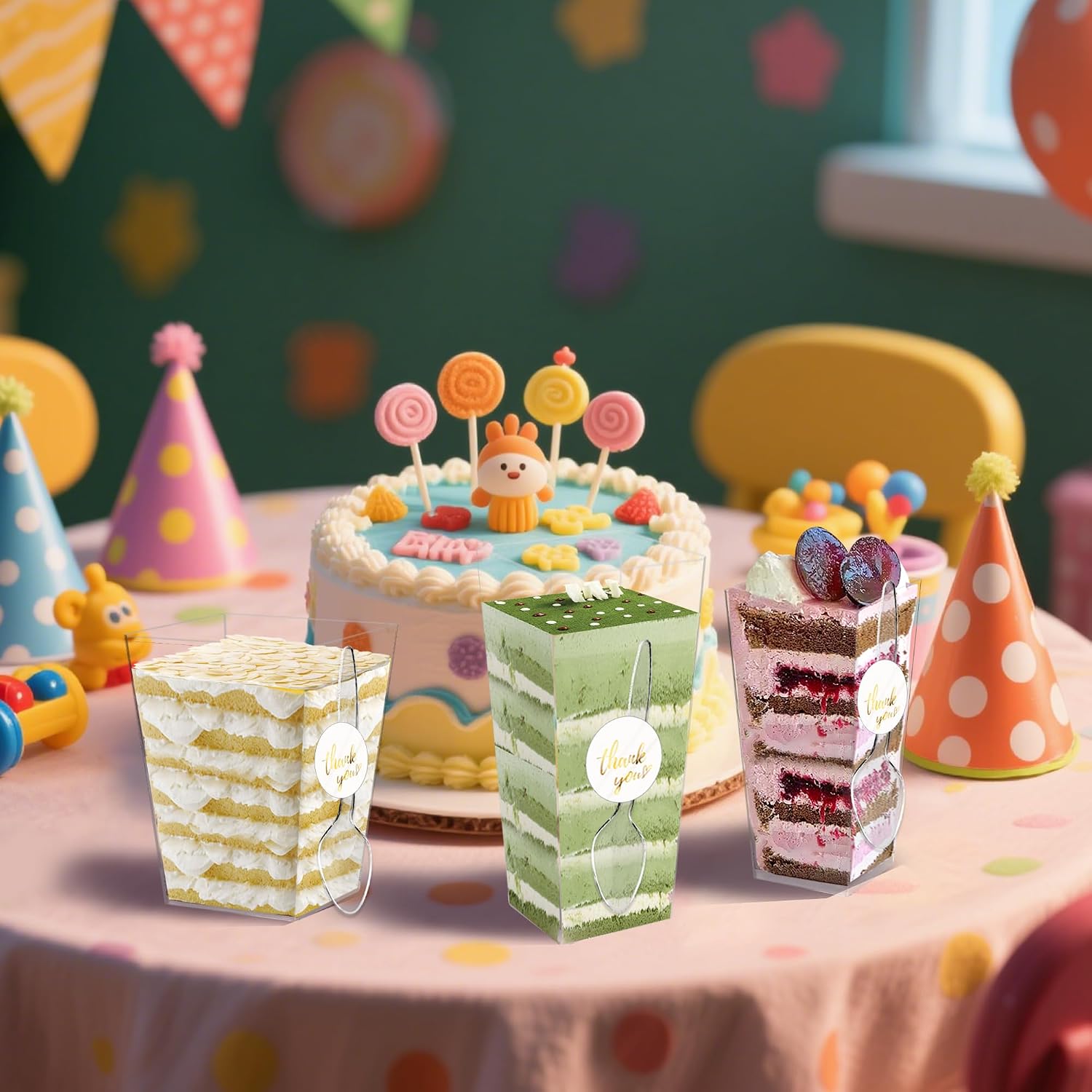 Plastic Dessert Cups 50 PCS Mini Dessert Cake Cups with Spoons and Thank You Stickers Parfait Cups for Desserts Appetizers Ice Cream Fruit (3oz/5oz)