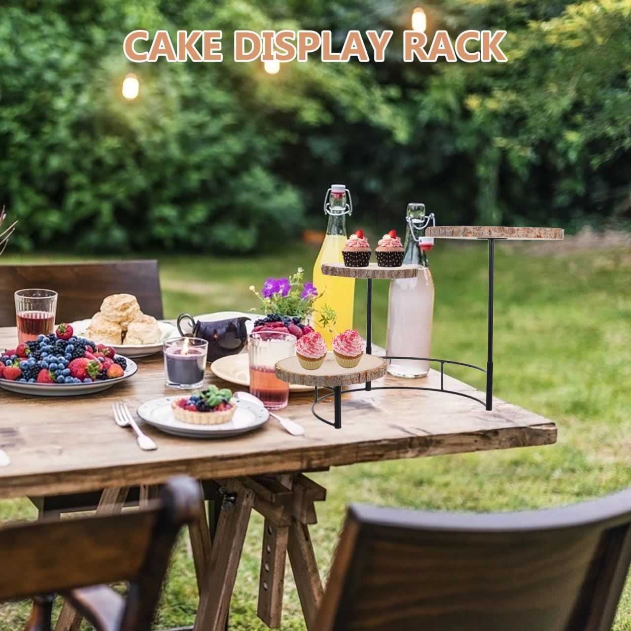 PRETYZOOM Kuchen Etagere Aus Holz Mehrstufiger Dessertständer Für Hochzeiten Geburtstage Und Partys 53.00 X 40.00 X 35.00 cm Als Servierregal Und Dekoration