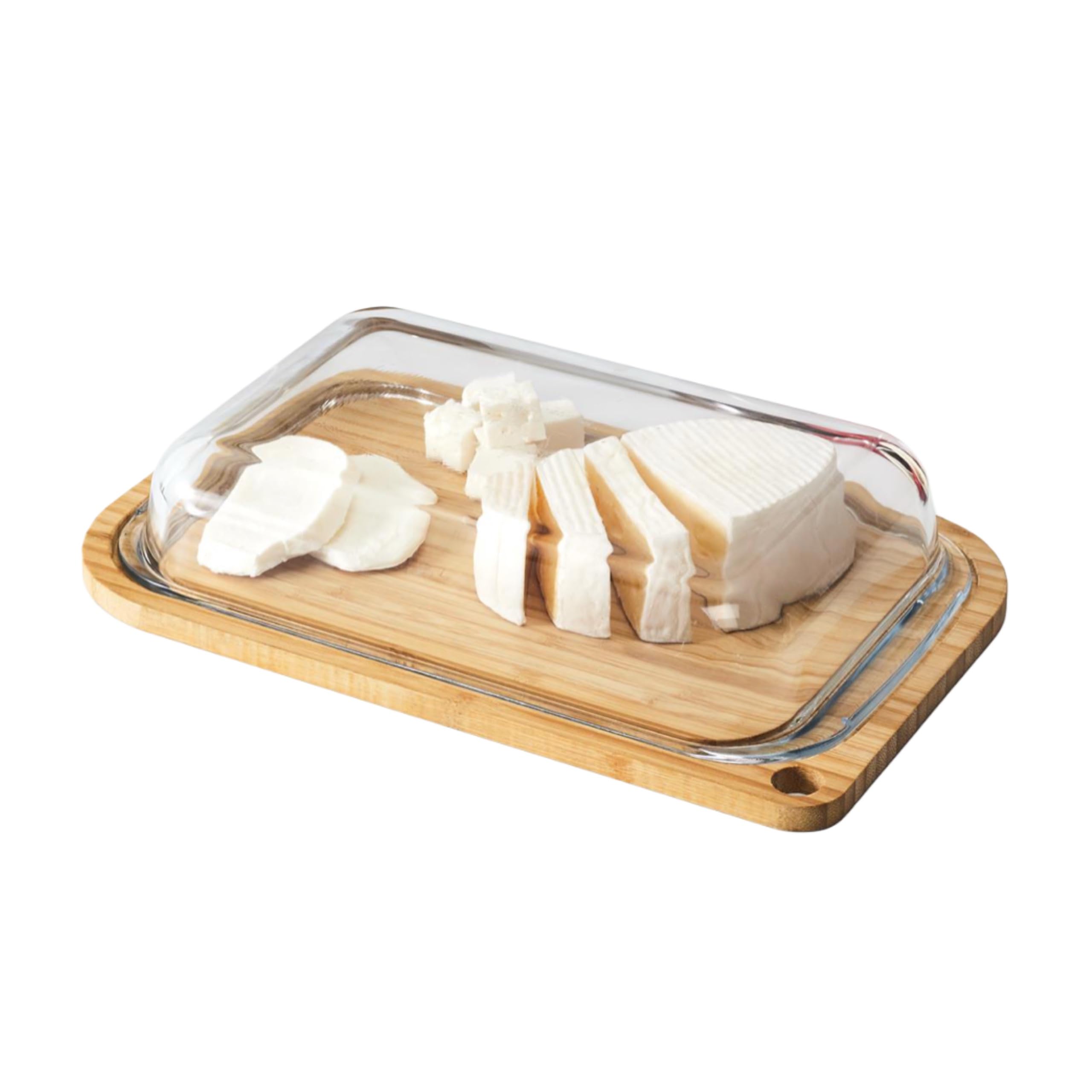 Planche de service avec stolp en verre et bambou haute qualité