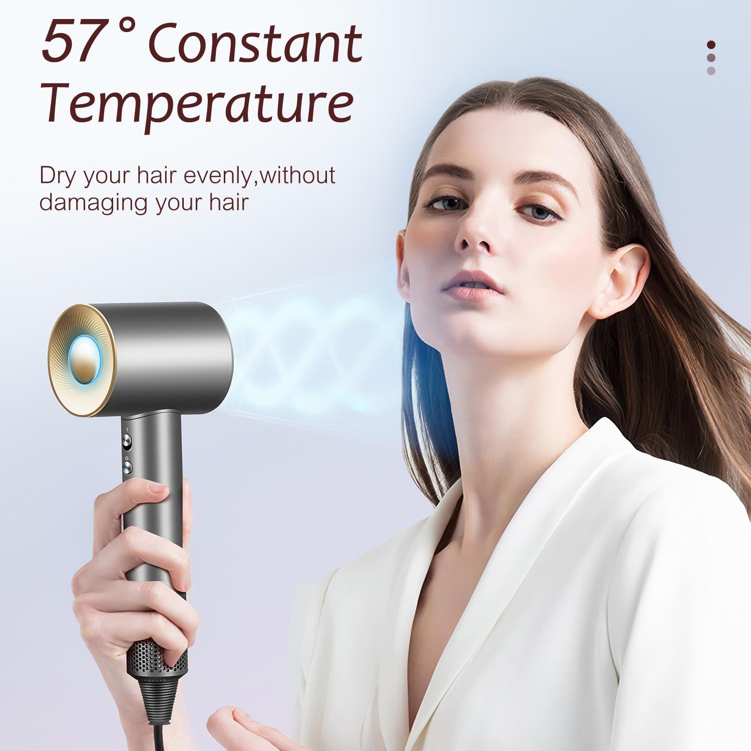 Brushless Powerful Hair Dryer, 1600W 110,000 RPM Fast Drying High Speed Blow Dryer with Negative Ion Technology, Portable Lightweight with Diffuser and Nozzle for Home Salon Travel, Grey - Image 3