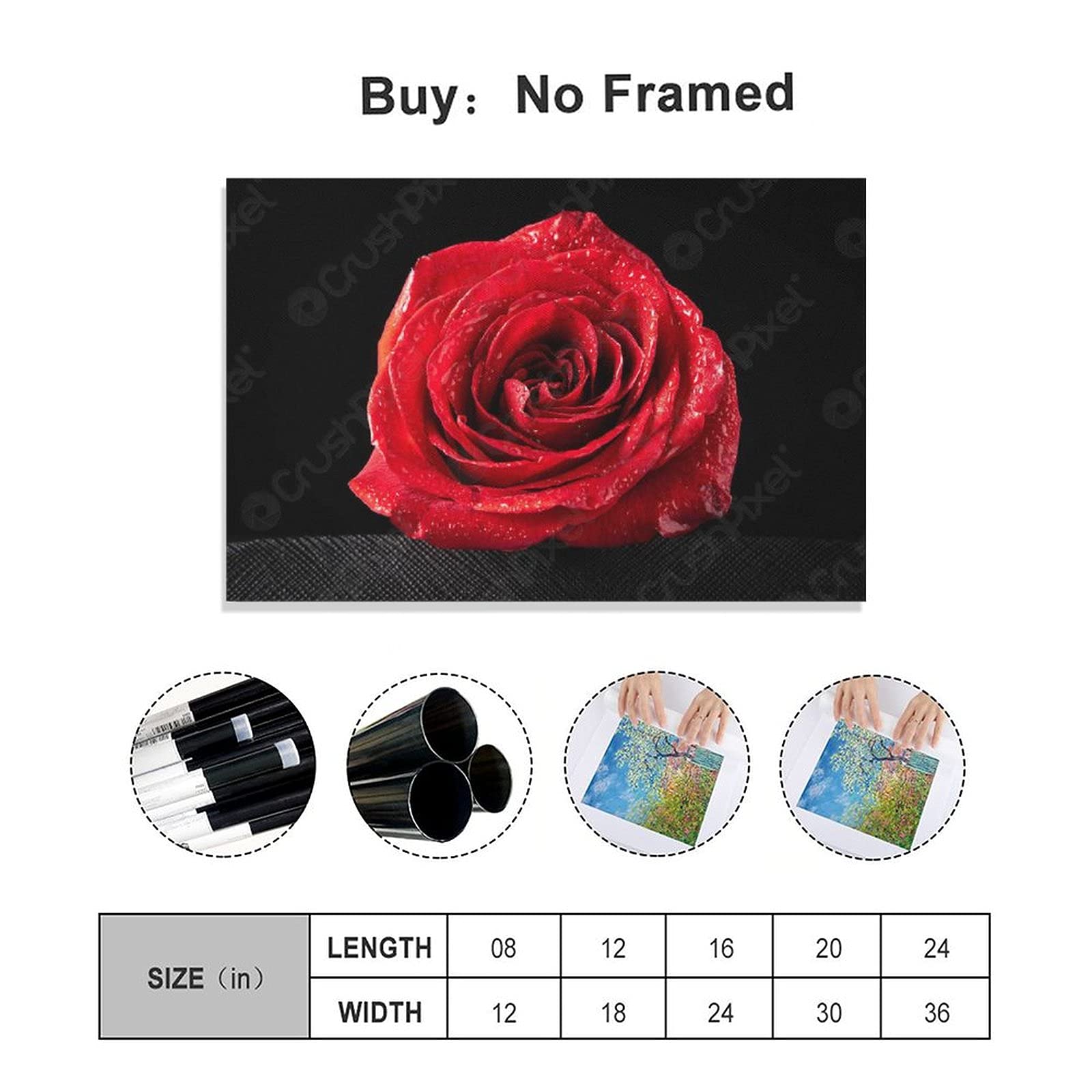 Rosa Bordeaux Rosso Quadri Moderni su Tela per Soggiorno e Camera da Letto Stampe Senza Cornice 20x40cm, Decorazioni da Parete