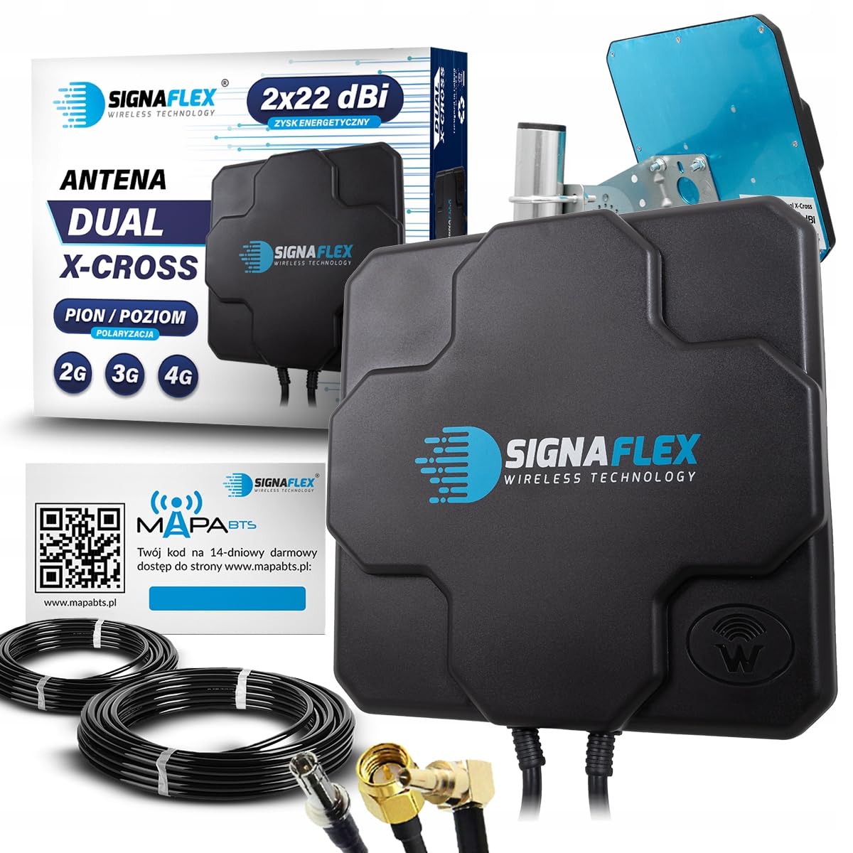ANTENNA ESTERNA PER ROUTER 3G 4G LTE 44dBi HUAWEI ZTE CRC9 TS9 SMA 10 m