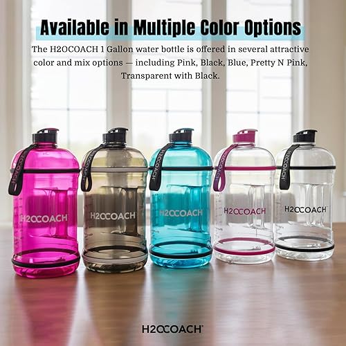 Miniatura 7 de H2OCOACH 1 Gallon Hydration Jug with Time Marker & Measurements, BPA-Free Tritan Sports Drink Container, Motivational Daily Intake Tracker for Gym,