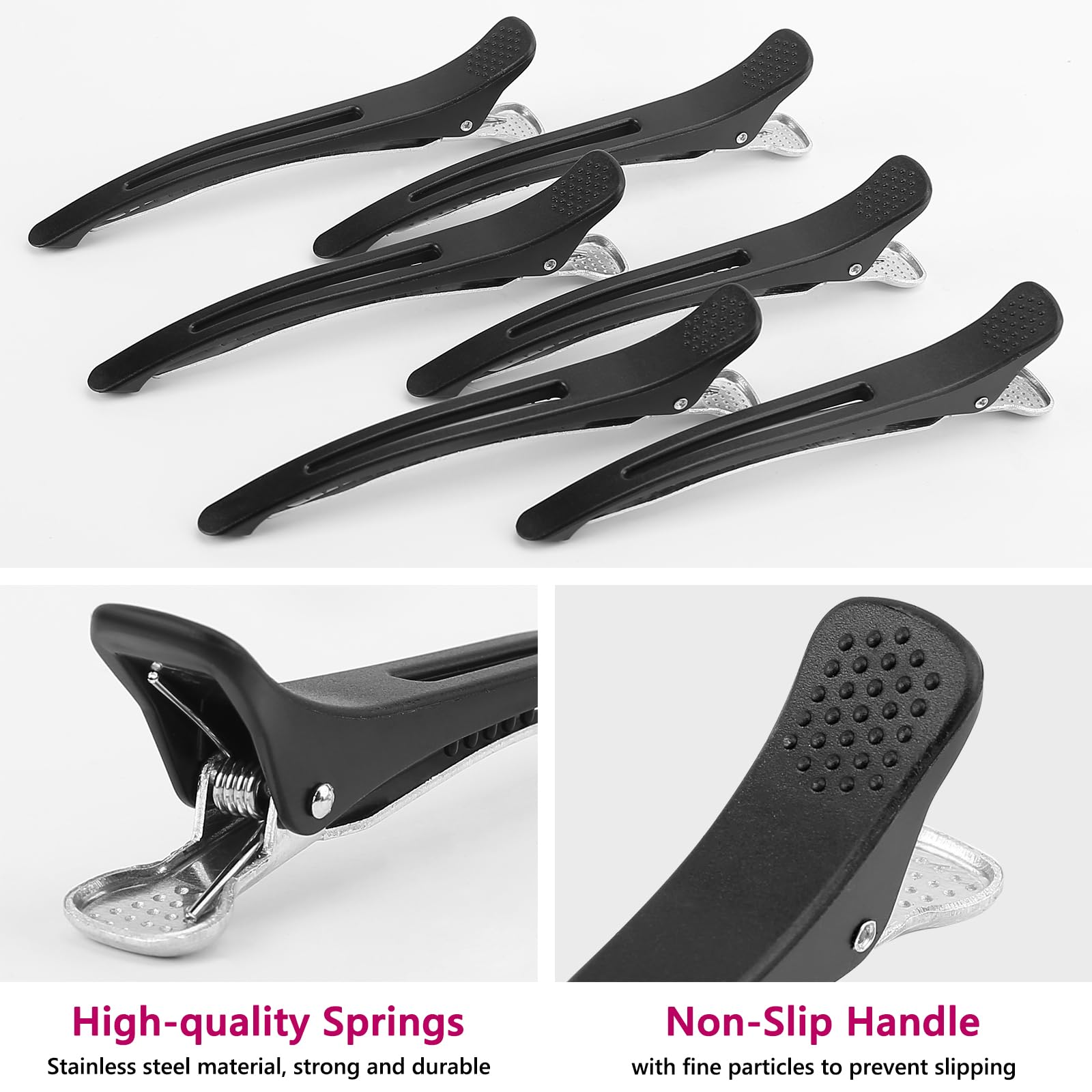 Black Hair Sectioning Clips – 6 Pcs | Durable Non-Slip | Professional Styling