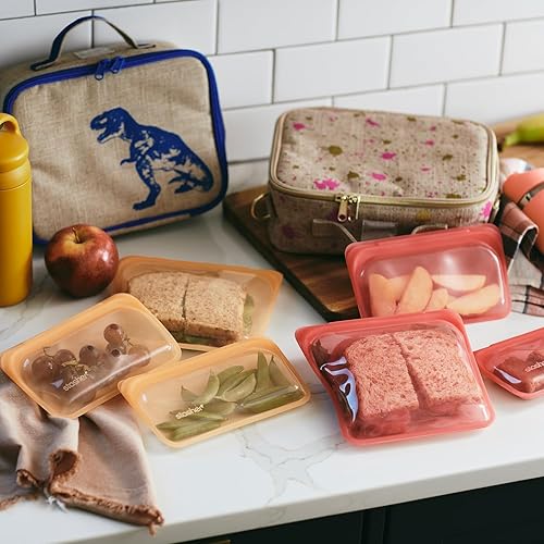Miniatura 3 de Stasher Bolsas reutilizables de silicona prémium para almacenamiento de alimentos, paquete de 6, arcoíris  Bolsas de almacenamiento de alimentos
