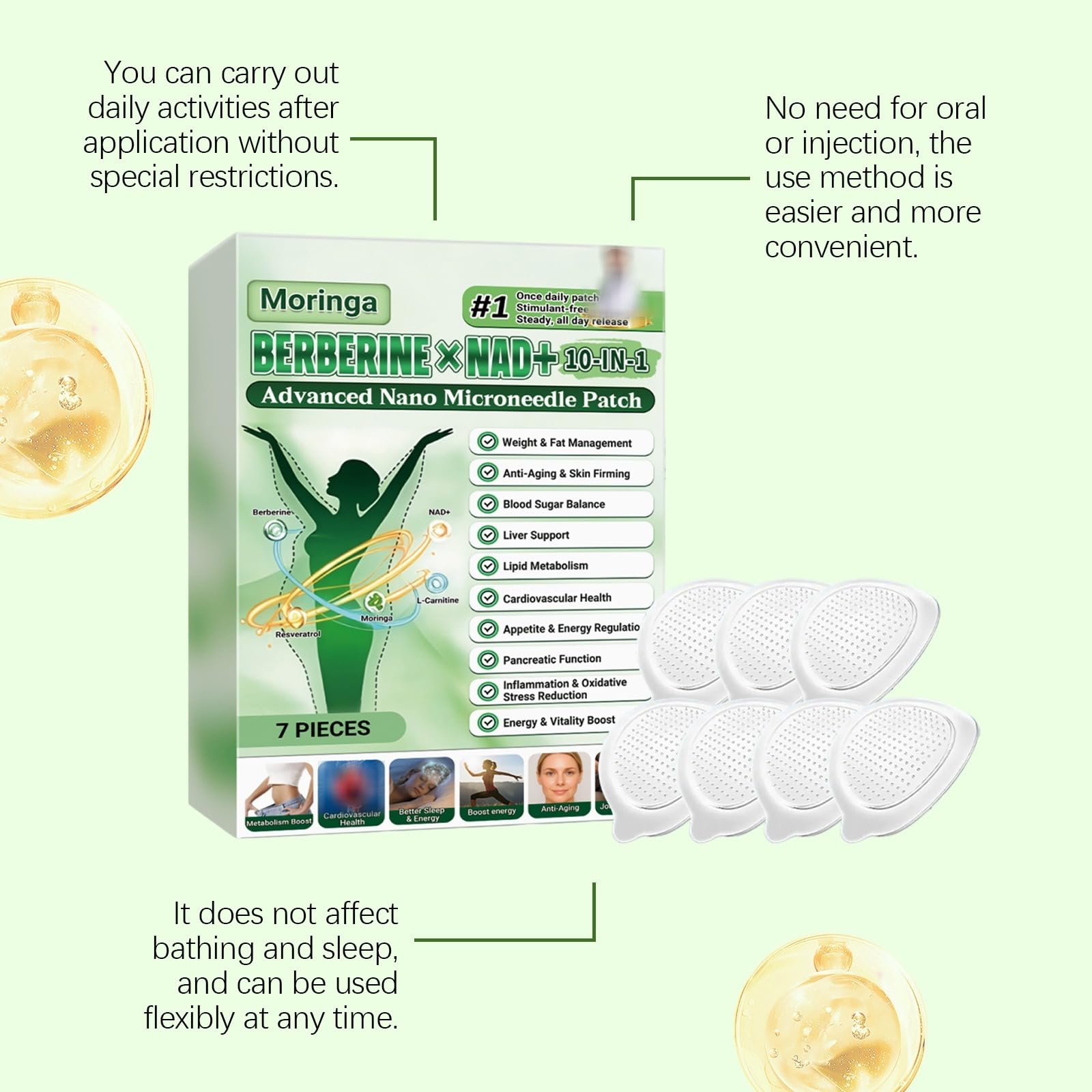 Patchs Minceur Moringa Berbérine 2026, Brûle Graisse Transdermique, Perte de Poids Sans Effort