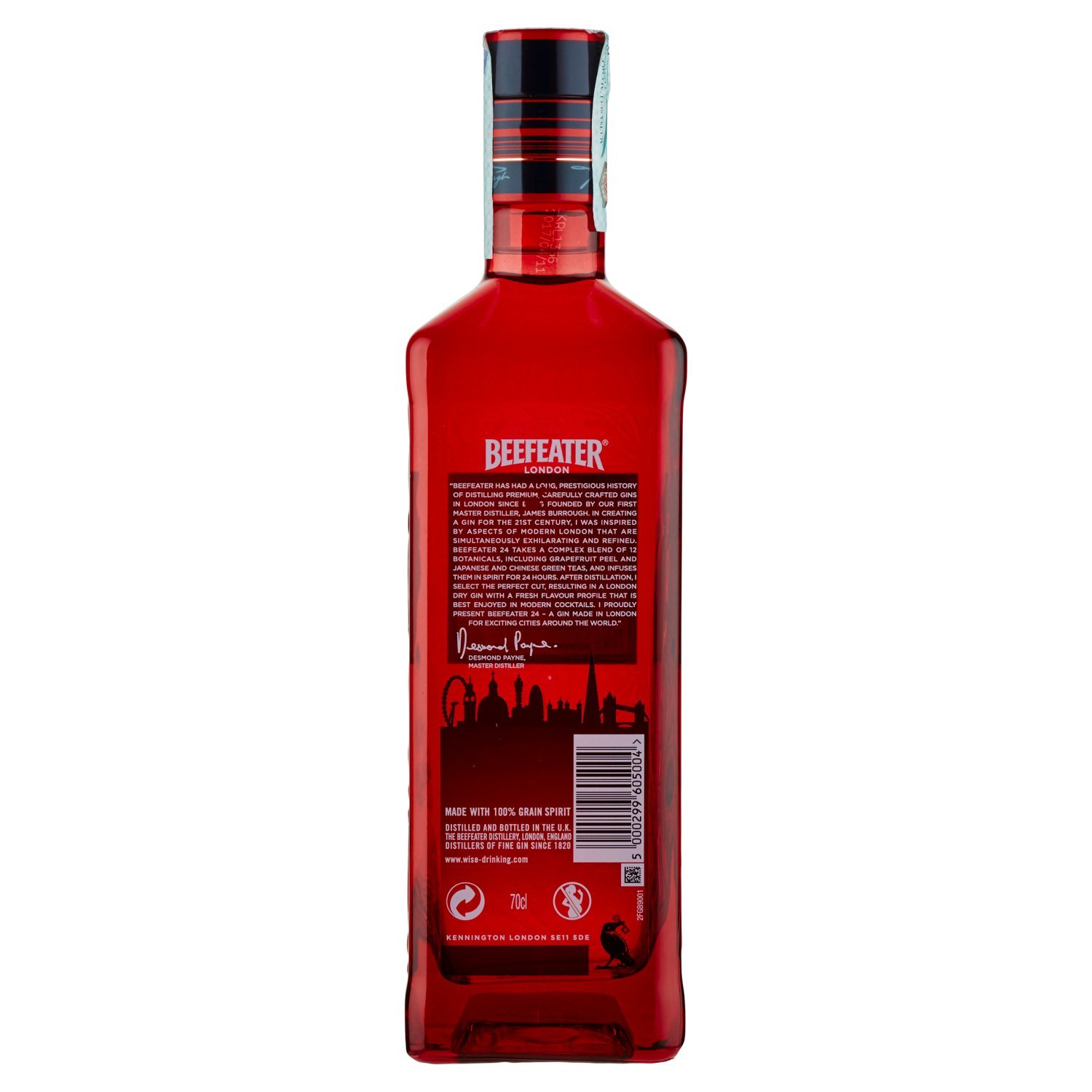 Beefeater 24 London Dry Gin, 12 Botaniche con Tè Verde Giapponese e Tè Cinese, vol 45%, 70 CL