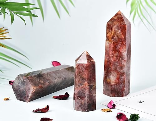 Miniatura 5 de AMOYSTONE Torres de Obelisco de Cristal Curativo Grandes Varita Punta de Cuarzo Hematoide Decoración del Hogar Sanación Reiki 1.1-1.7 libras