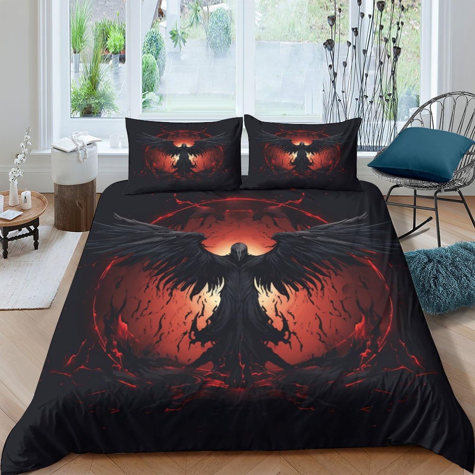 Housse de couette gothique 3D ange déchu microfibre premium 220x240