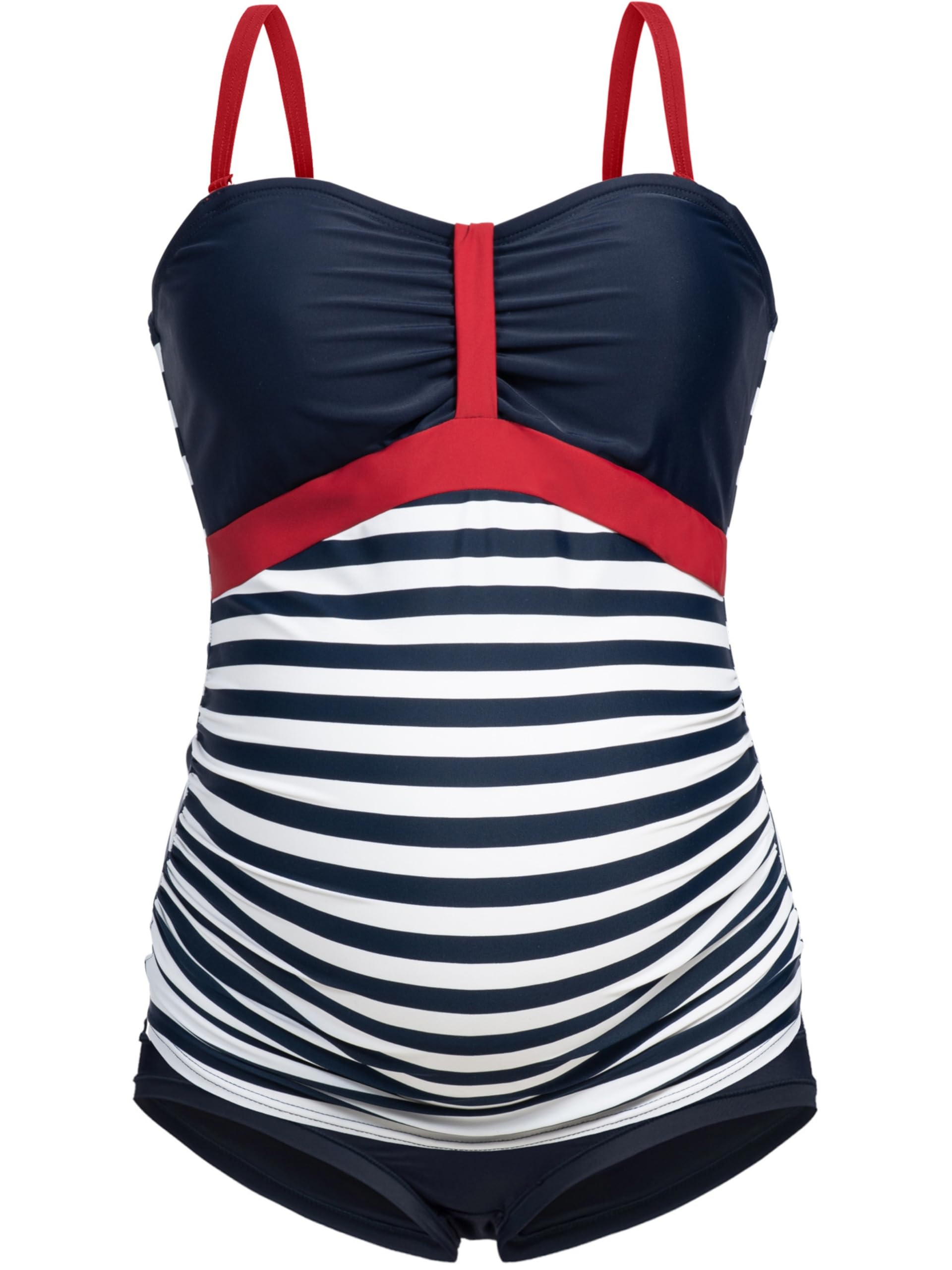 Herzmutter Tankini de Grossesse - Maillot de Bain de Maternité - Tankini de Maternité - Maillot de Bain pour Femmes Enceintes - Protection UV - 2 Pièces - 7000 (XXL, Noir - Pois)