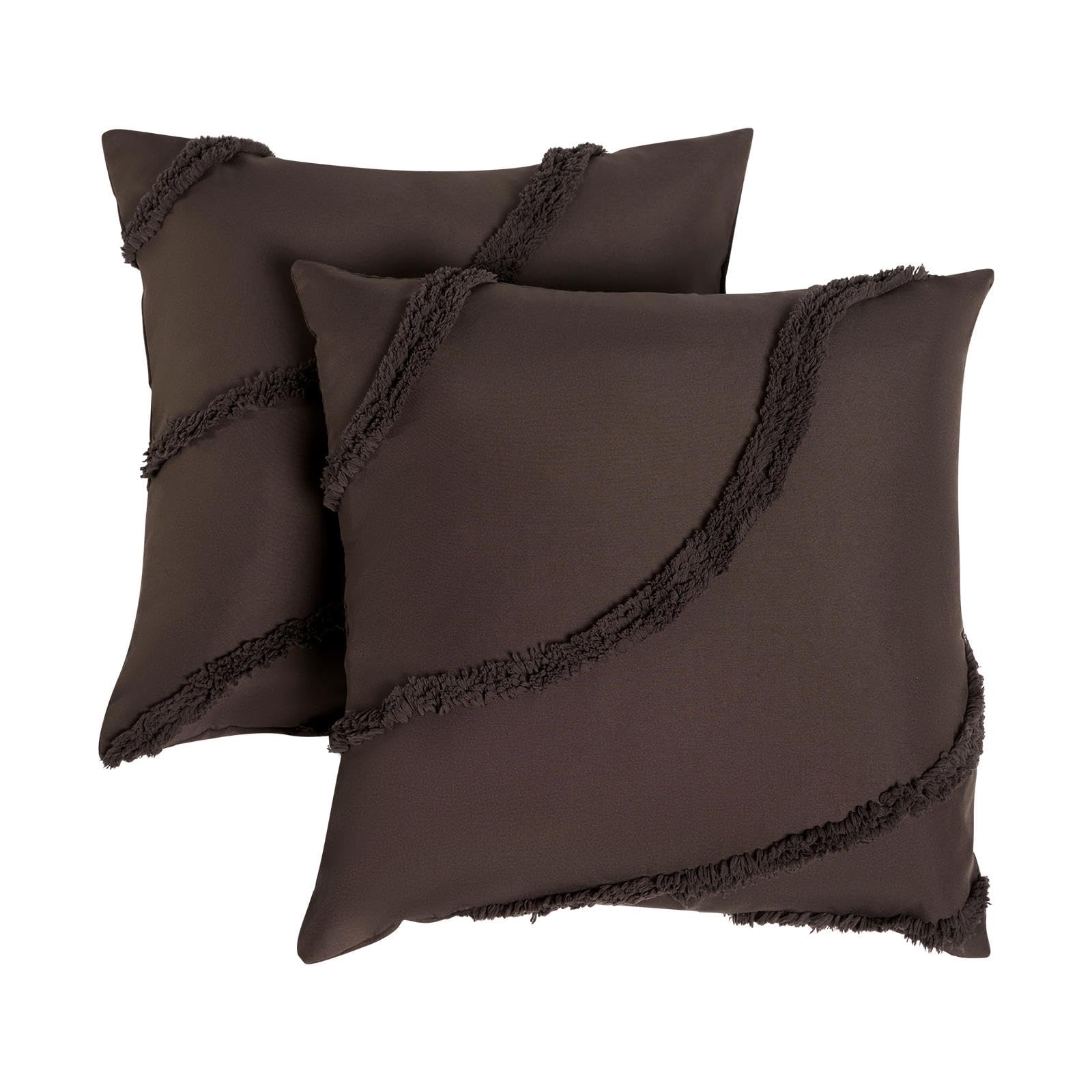 OHS Tufted Contour Cushion Cover 45 cm x 45 cm Dark Brown