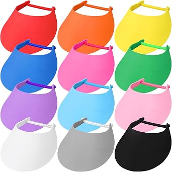 Retisee 12 Pcs Summer Foam Visors for Men Women Adjustable Foam Visors with Coil Bands Sun Visor Hat Golf Sun Protection Cap