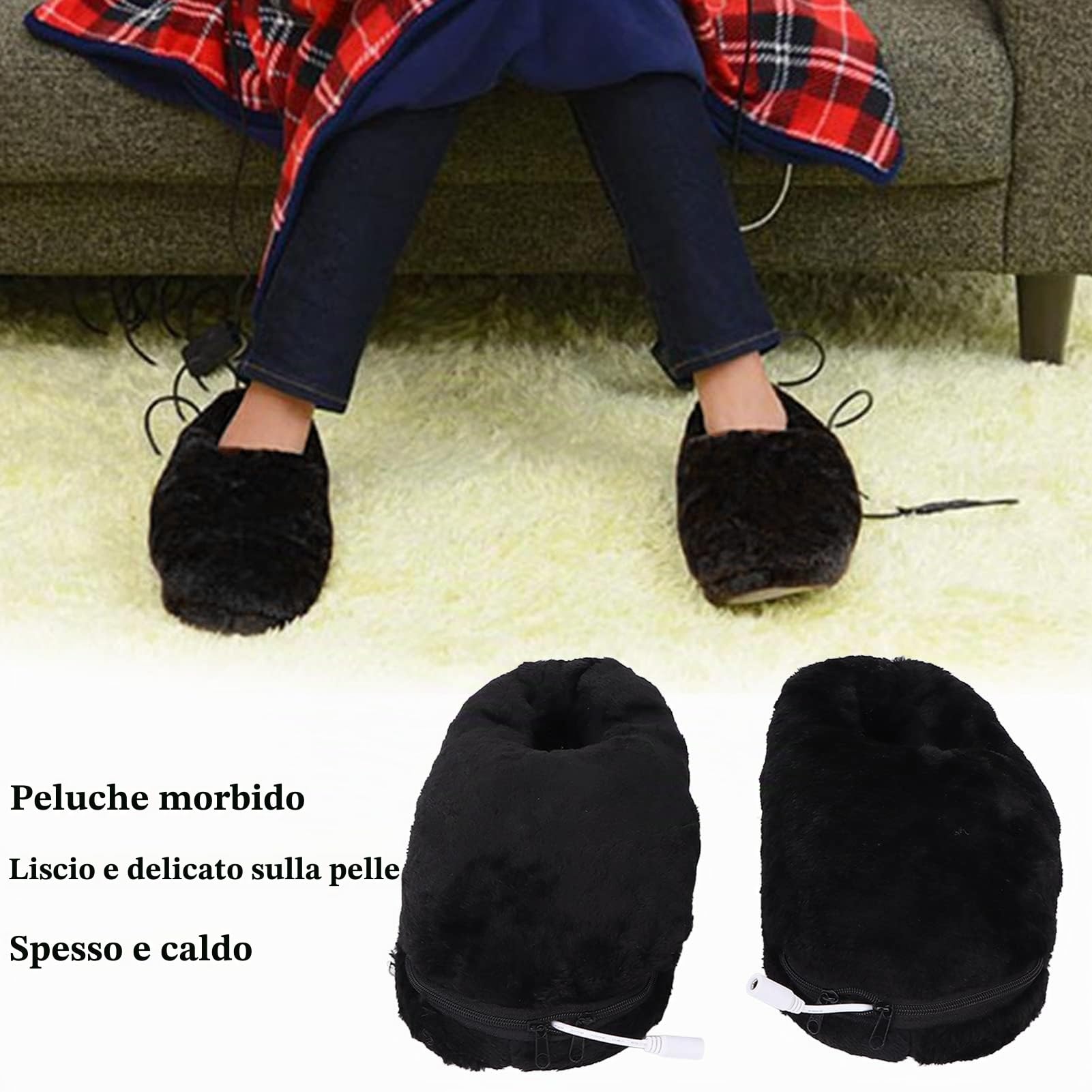 Pantofole Termiche USB in Morbido Peluche, Scaldapiedi Regolabile per Casa e Ufficio, Comfort Invernale Compatto