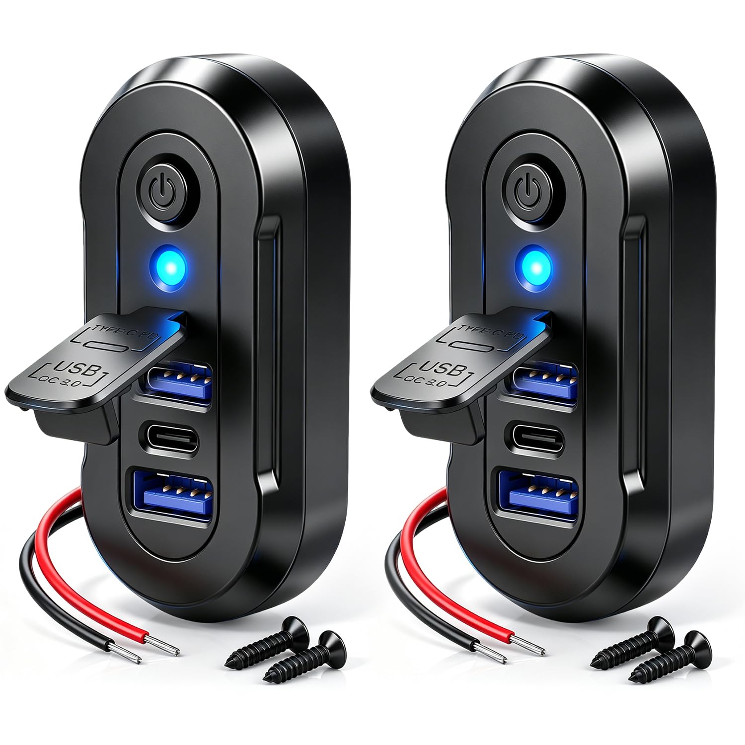 2PCS Prise USB RV 12V/24V 72W Gibbab Mural, 3 Ports de Charge Rapide