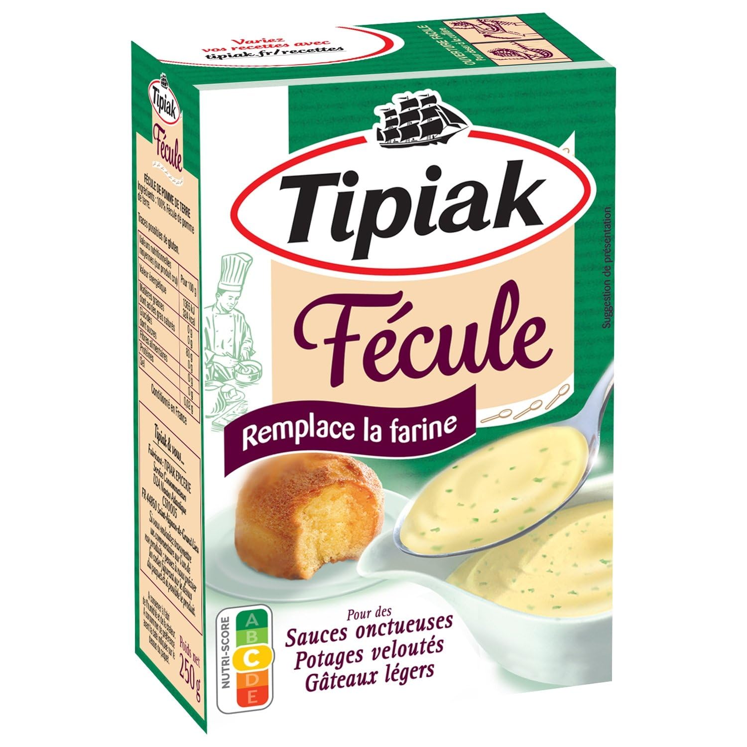 TIPIAK – Fécule de Pomme de Terre Fine et Légère, Idéale pour Épaissir et Cuisiner (Boîte 250g) - Le lot de 4