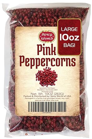 Spicy World Pink Peppercorns 10 oz - Exquisite Flavor, Premium Whole Pepper | Steam Sterilized | Non-GMO | Perfect for Gourmet Dishes and Seasoning