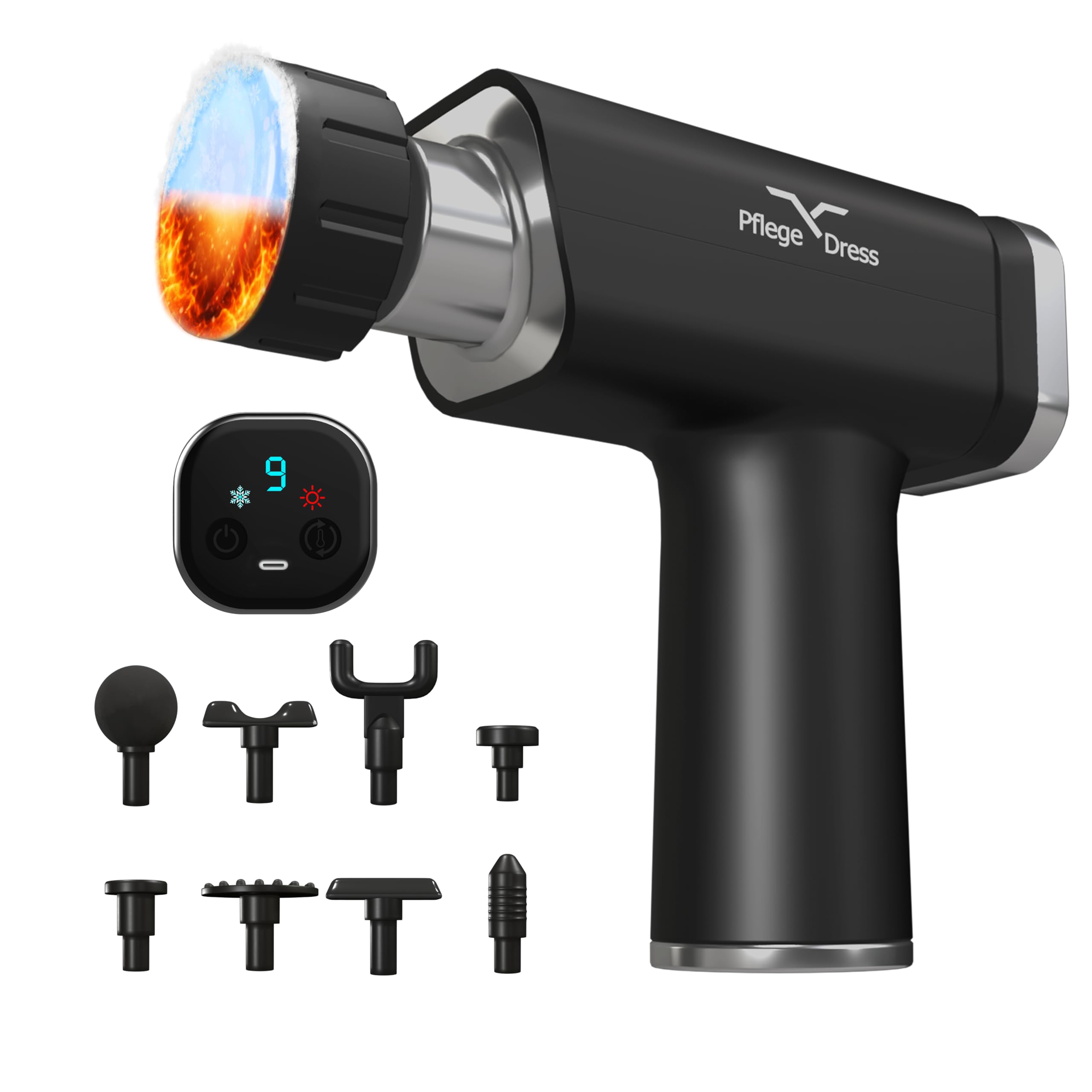 Mini Massage Gun Hot & Cold Massagepistole Massagegerät 9 Aufsätze 9 Stufen Wärm