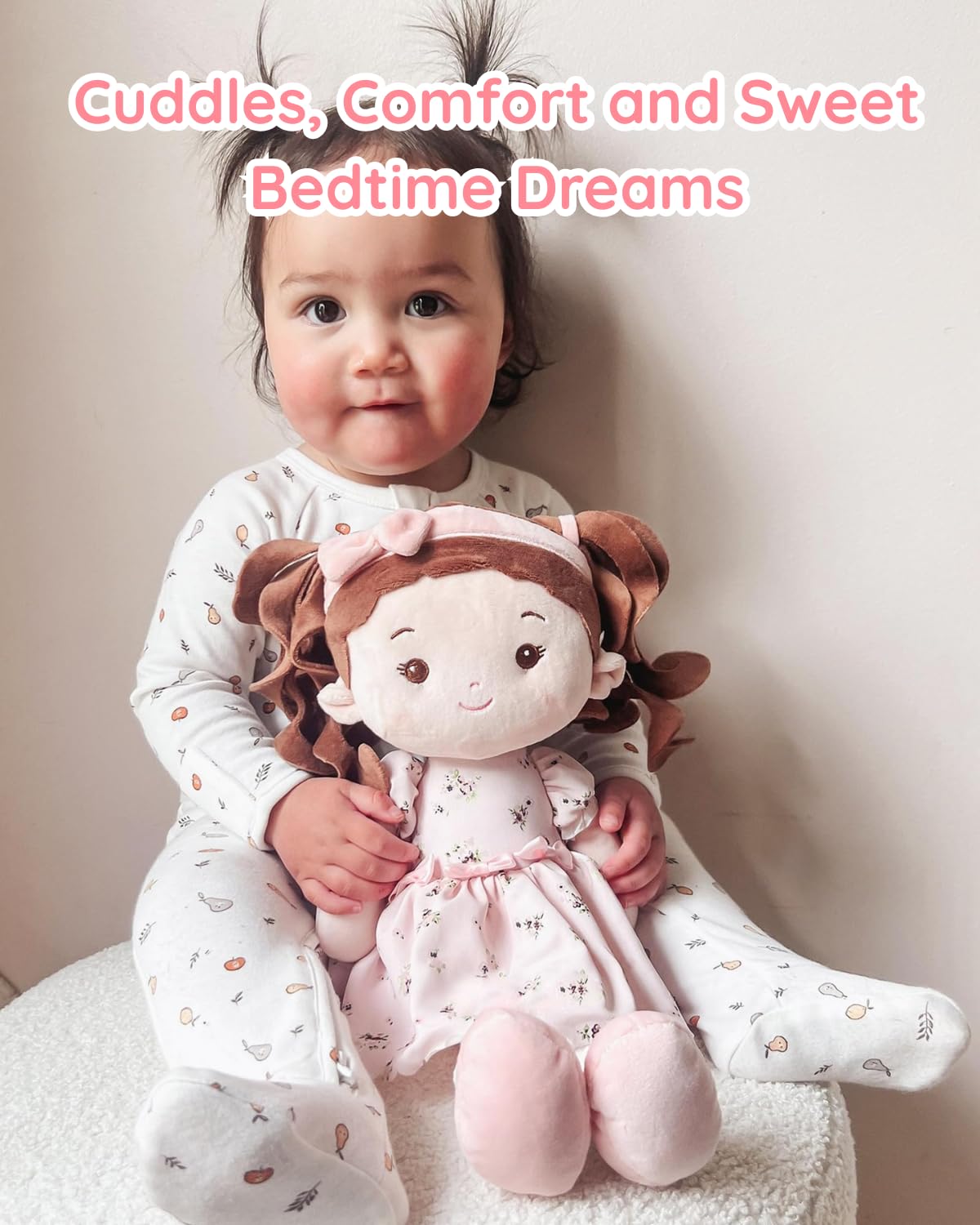 LeyaDoll Weiche Stoffpuppe (40cm),Geburtstags- & Taufgeschenk für Mädchen - Liebevolles Baby Spielzeug 0-3 Jahre - Mein erster Schutzengel - Princess Breeze