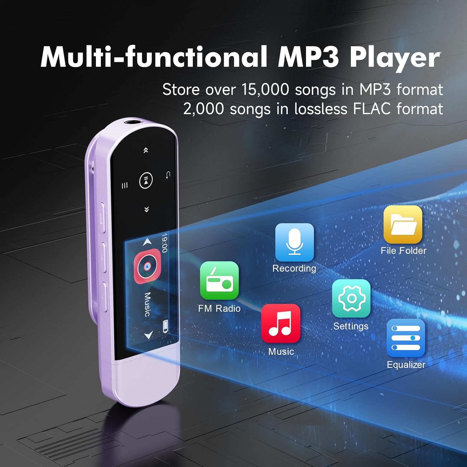 RUIZU 64GB USB MP3 Player with Bluetooth 5.3, Clip Jam Portable Music Player for Sports Running, USB MP3 Player Stick with FM Radio, Voice Recorder, Digital Audio Shuffle Repeat, Phone File Transfer - Image 8